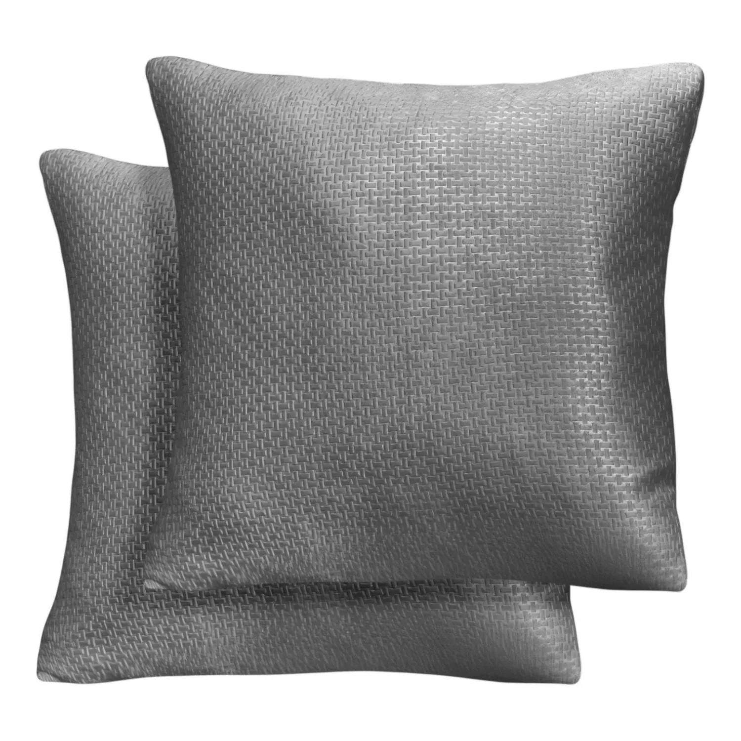 Square Cushion Covers Pair - Grey, Polyester