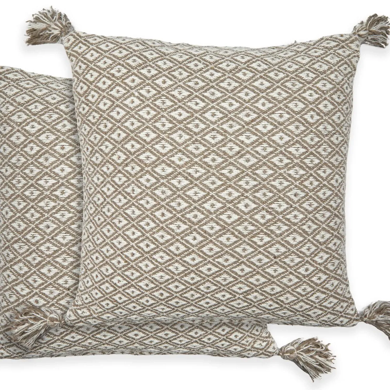 Square Cushion Covers Pair - Taupe, Cotton