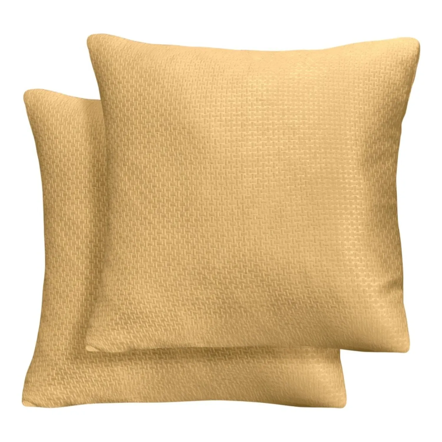 Square Cushion Covers Pair - Yellow, Polyester
