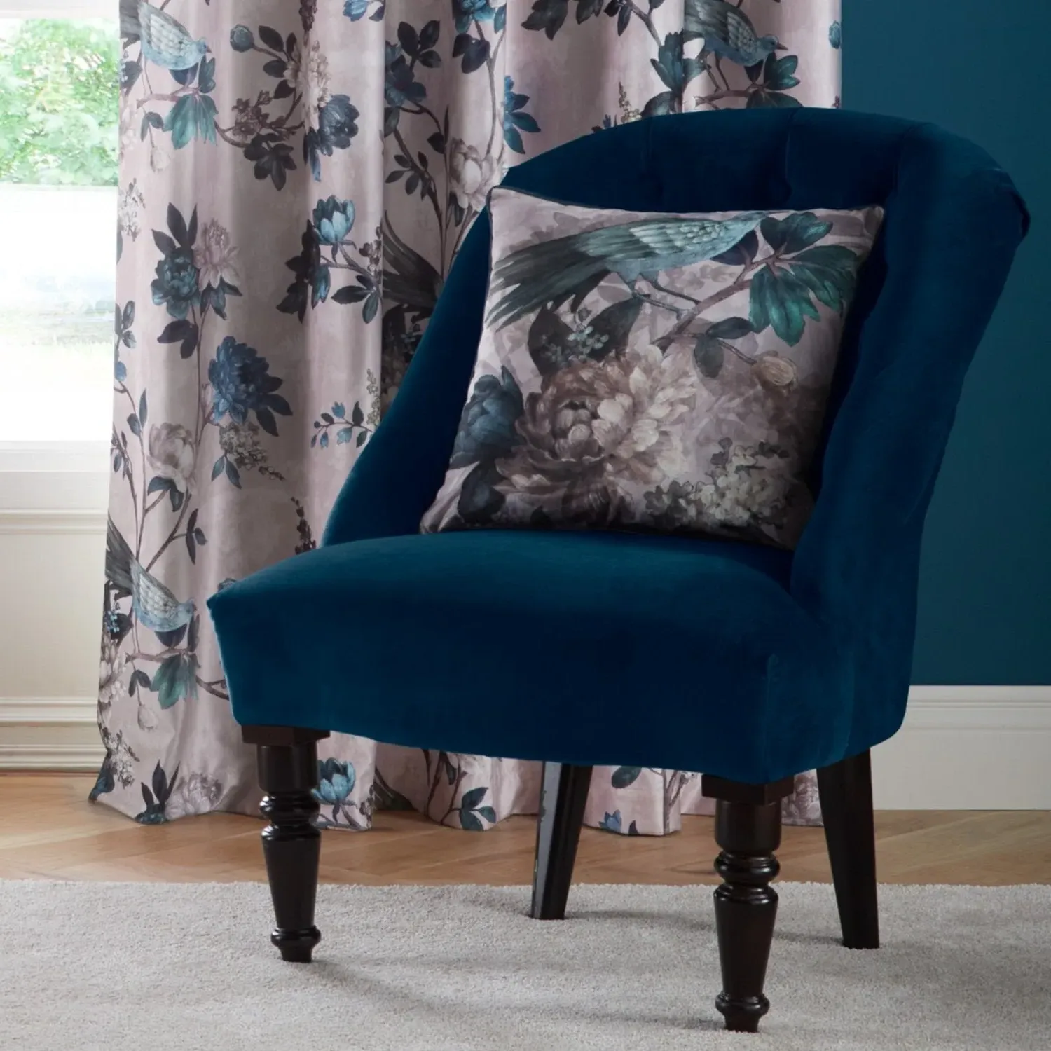 Square Cushion Floral Print - Multi, Velvet image