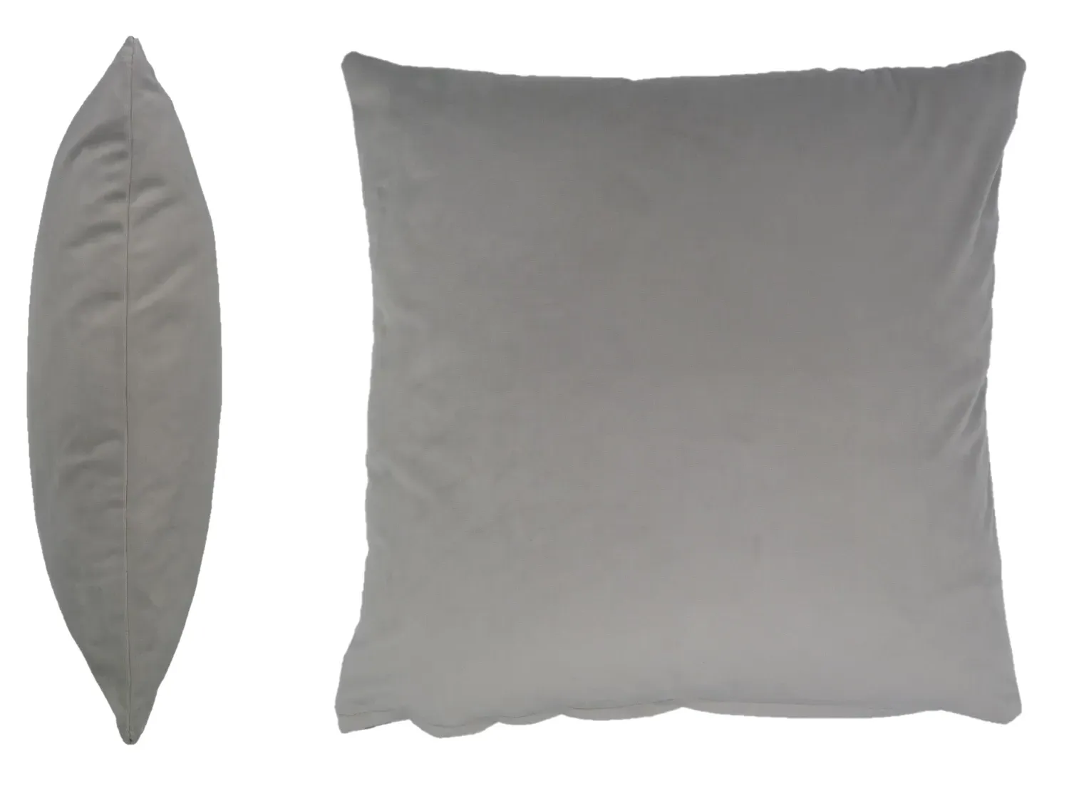 Square Cushion with Knife Edge - Grey, Velvet image