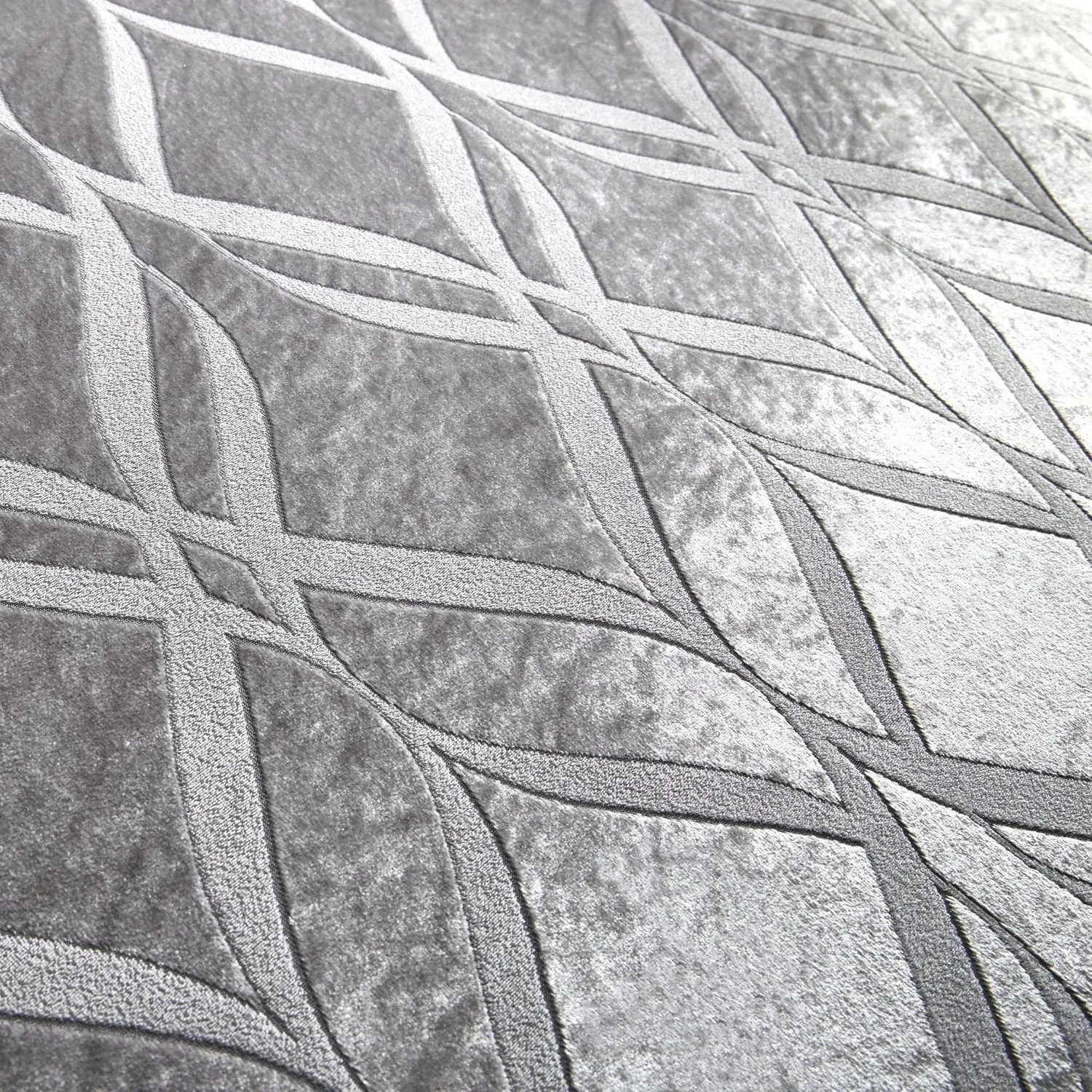 Square Cushion with Ogee Pattern - Grey, Velvet image
