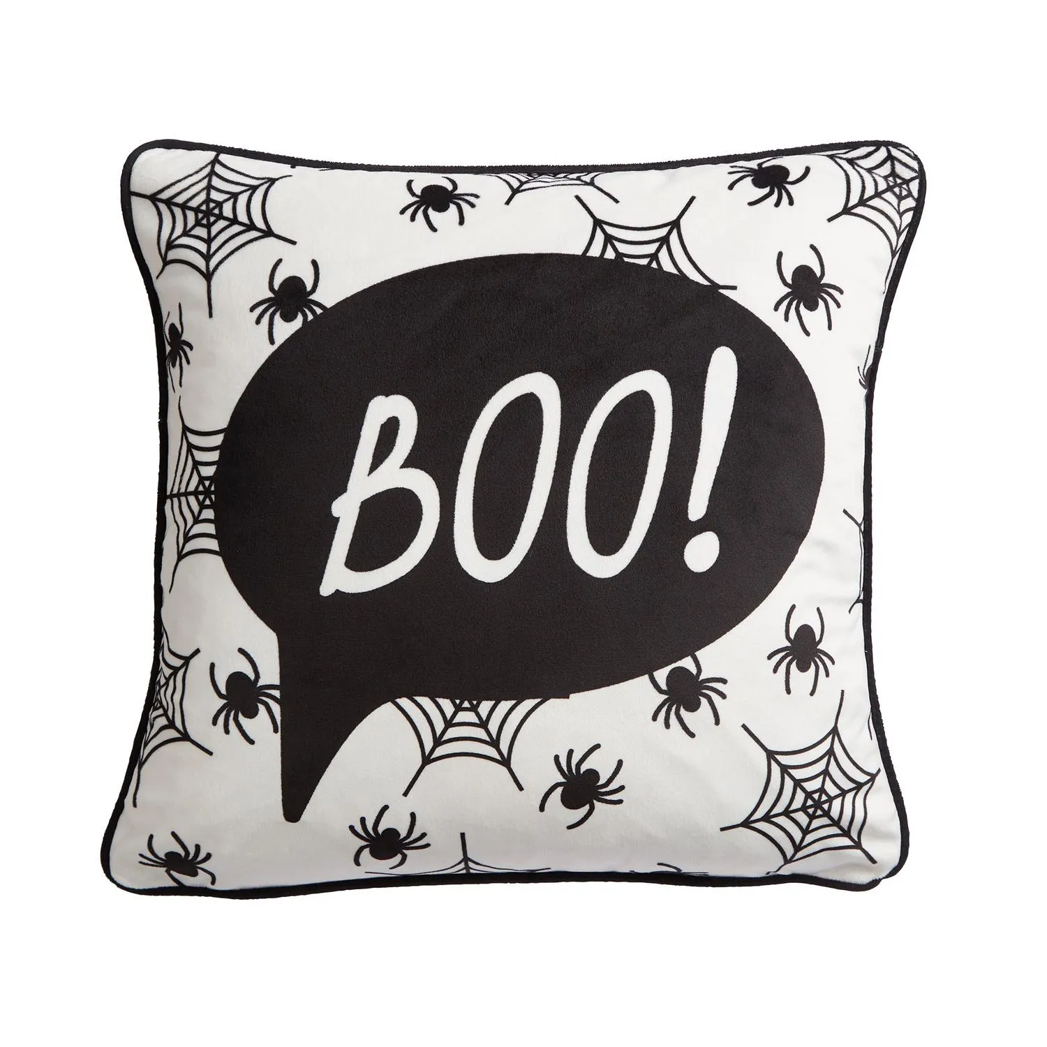 Square Cushion with Print - Black, Velvet image