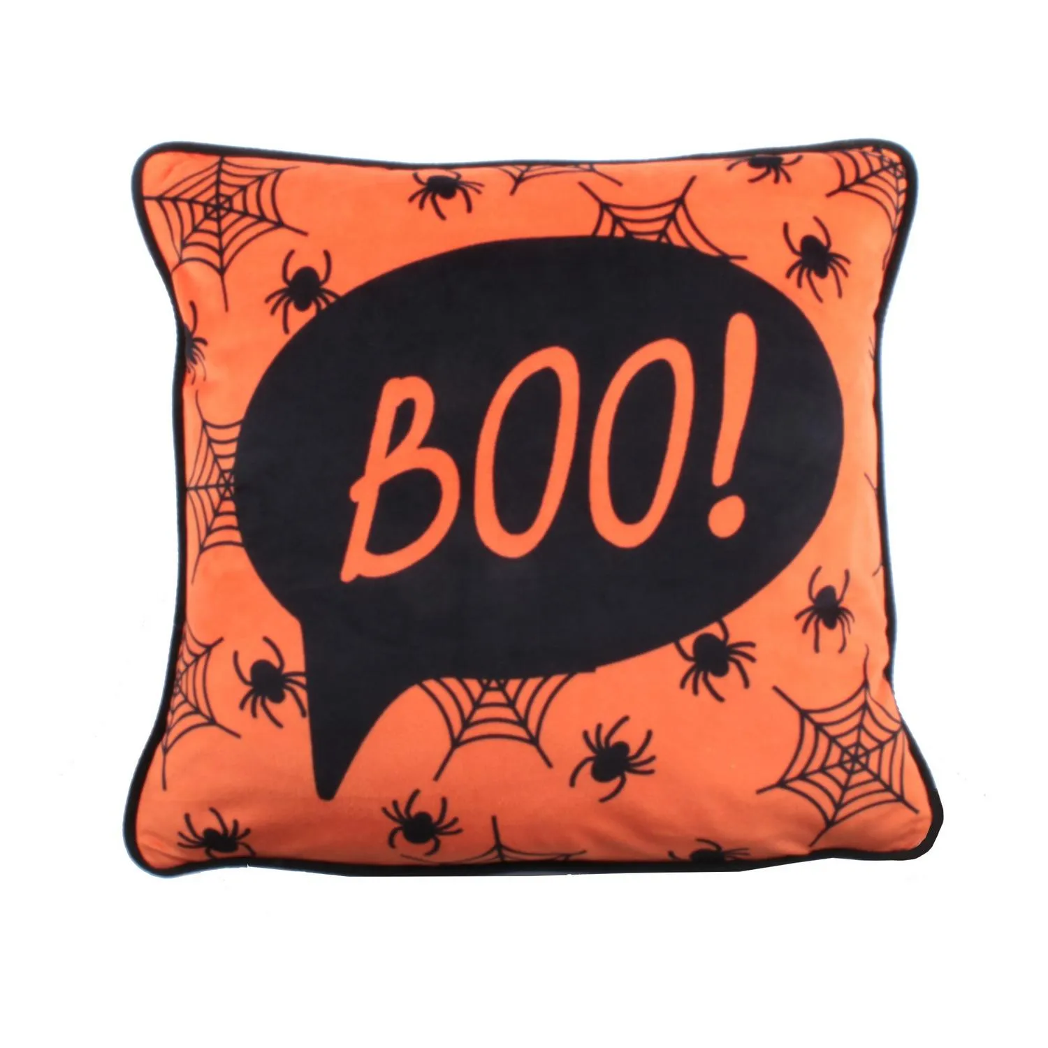 Square Cushion with Print - Orange, Velvet