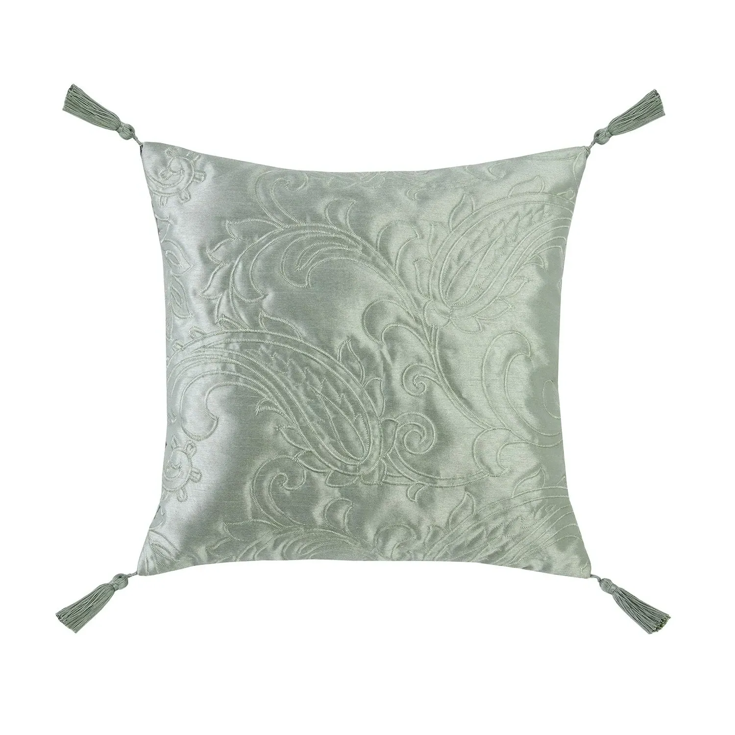 Square Cushion with Tassels - Green, Jacquard image