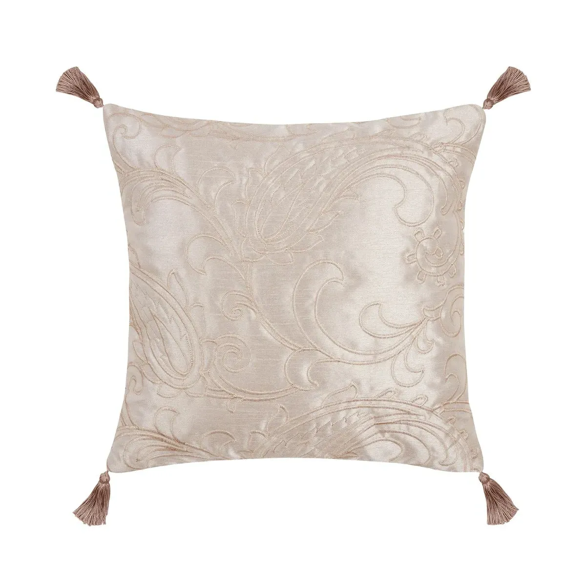 Square Cushion with Tassels - Natural, Jacquard