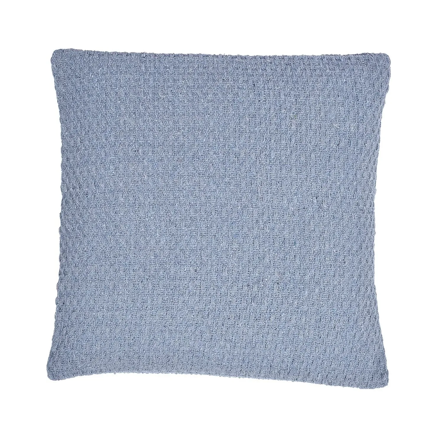 Square Cushion with Textured Weave - Blue, Cotton