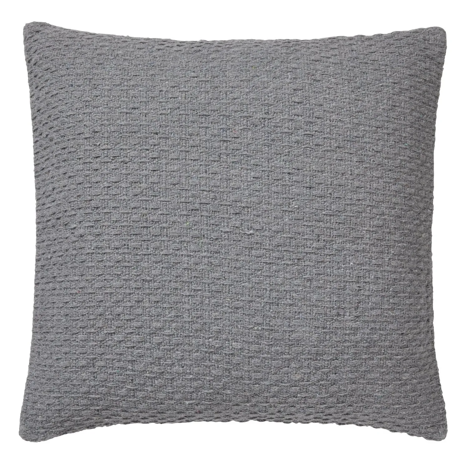 Square Cushion with Textured Weave - Grey, Cotton