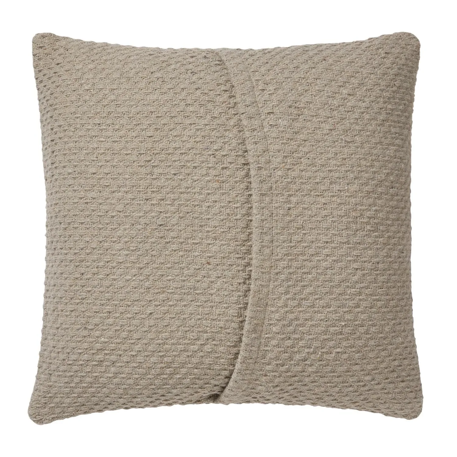 Square Cushion with Textured Weave - Natural, Cotton