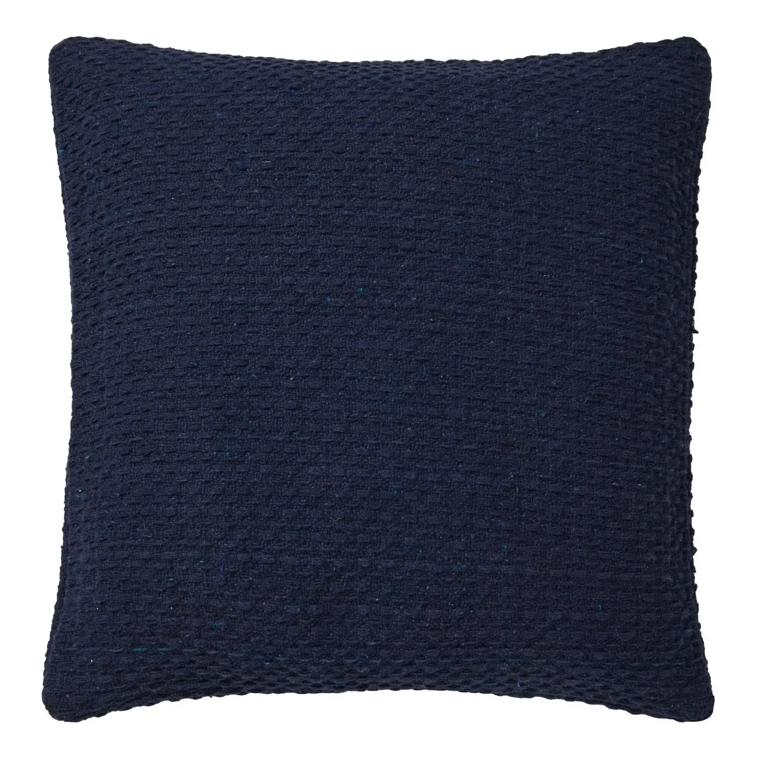 Square Cushion with Textured Weave - Navy, Cotton