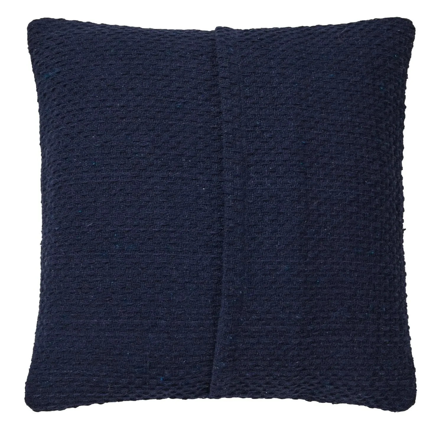 Square Cushion with Textured Weave - Navy, Cotton