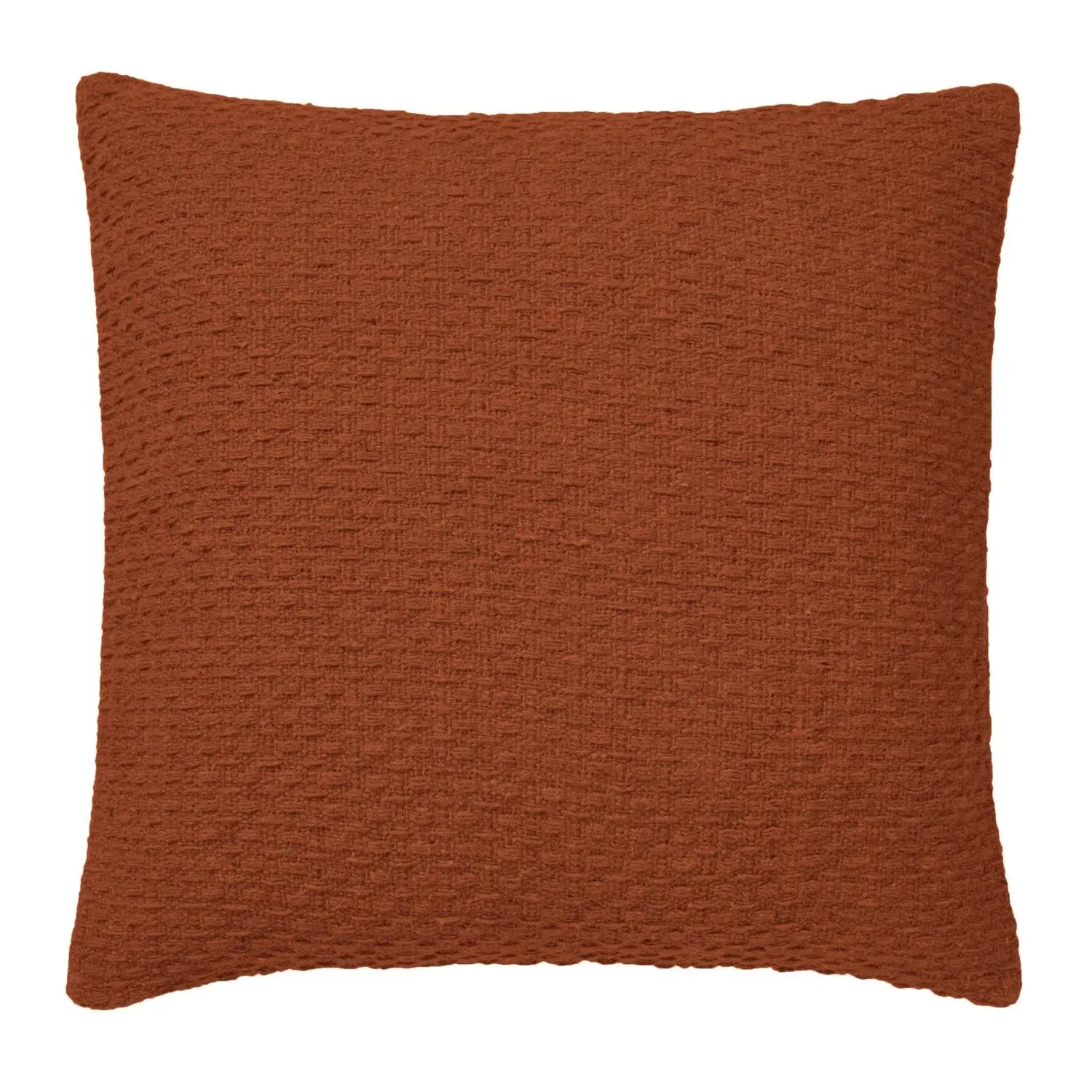 Square Cushion with Textured Weave - Terracotta, Cotton