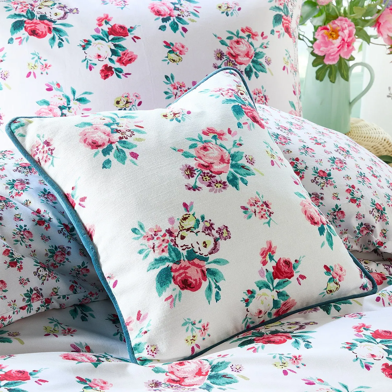 Square Cushion with Velvet Reverse - Multi, Cotton image