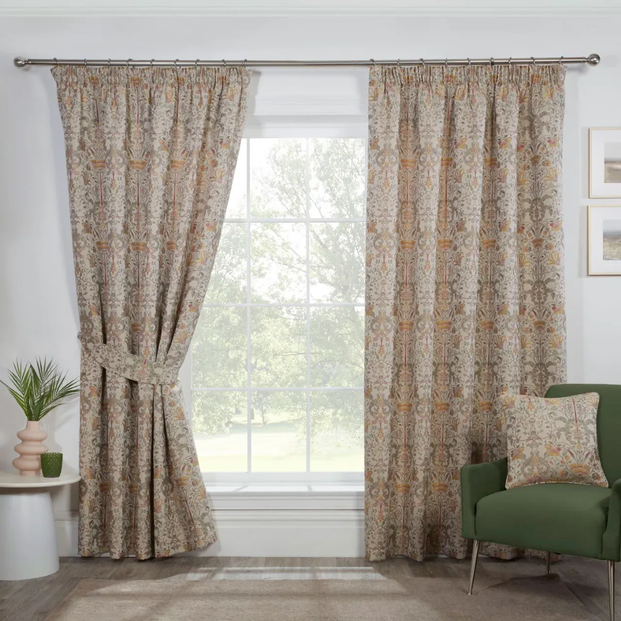 Square Filled Cushion Floral Jacquard - Natural