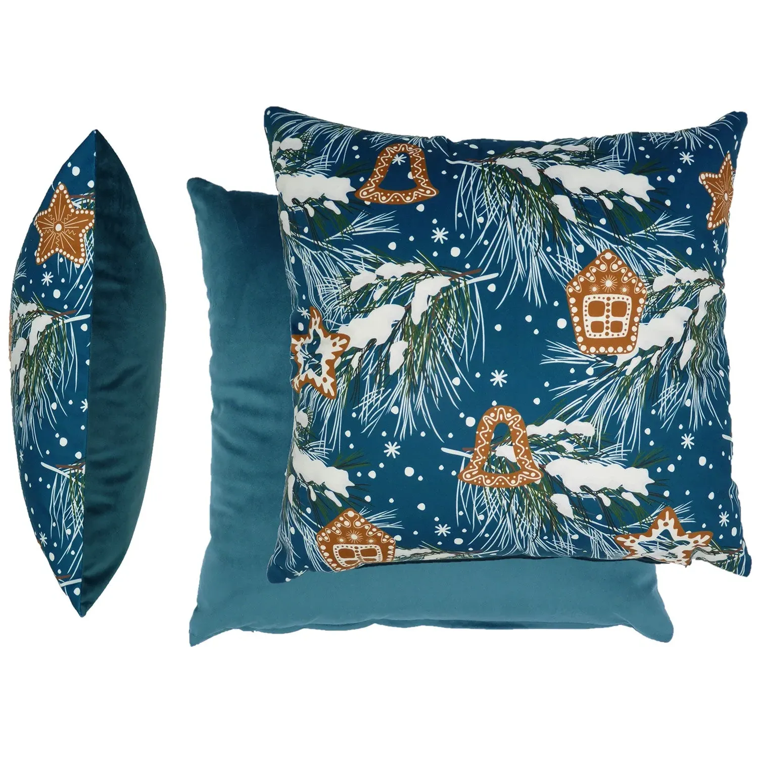 Square Filled Cushion - Teal, Velvet