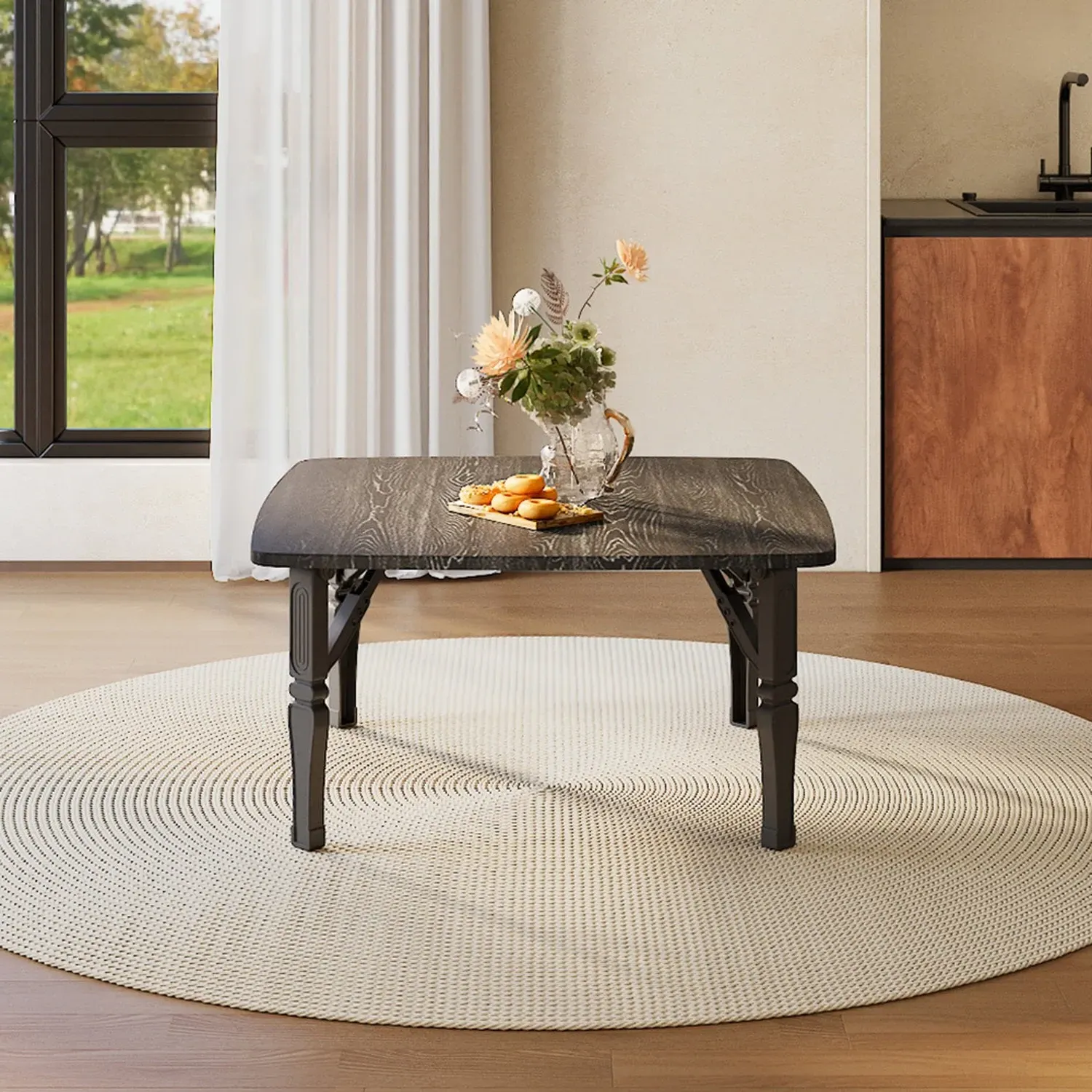 Square Folding Coffee Table - Black, MDF by Julian Charles