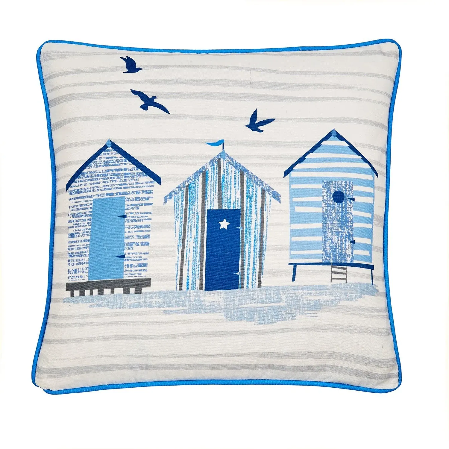 Square Outdoor Cushion Beach Print - Blue, Cotton image