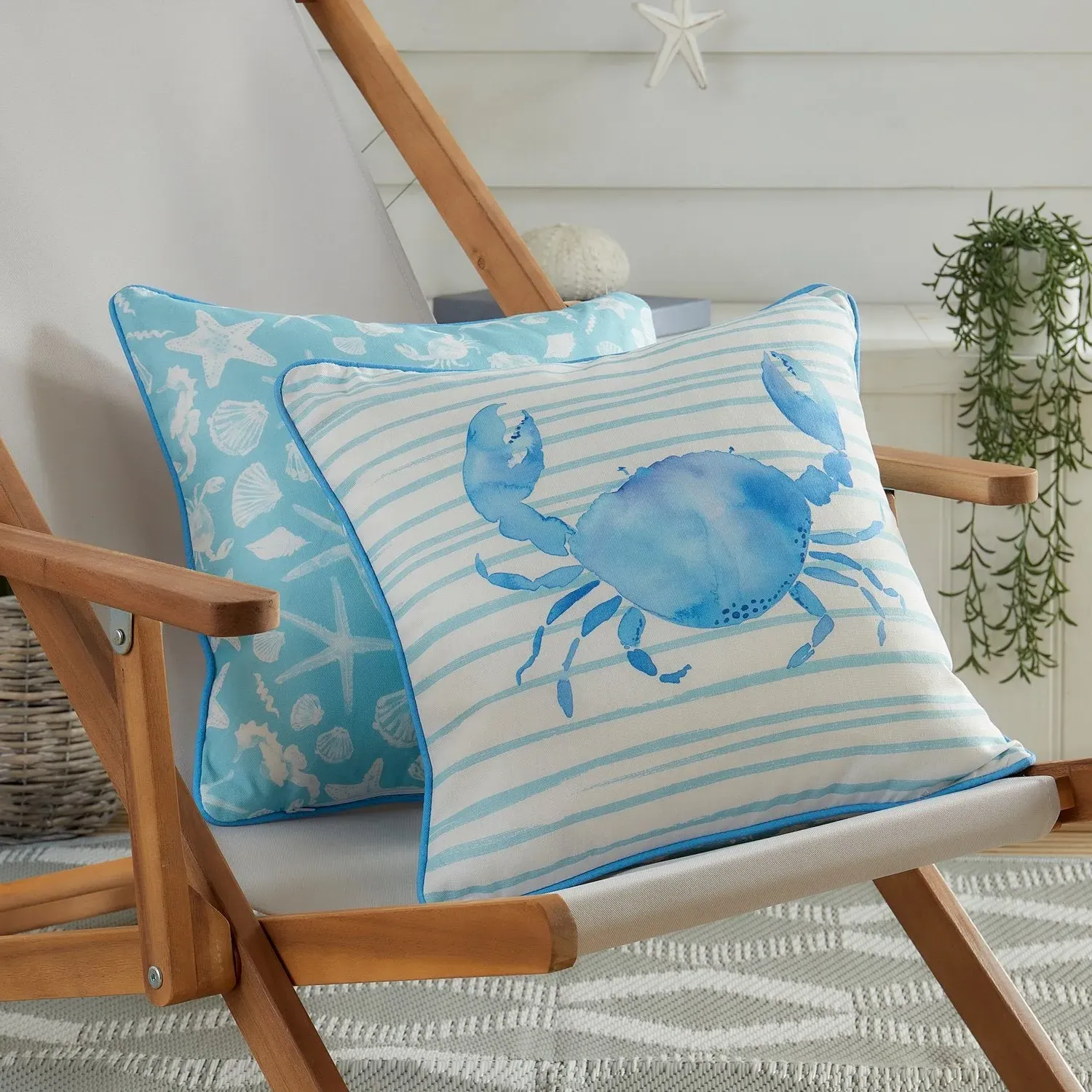 Square Outdoor Cushion Reversible - Blue, Cotton