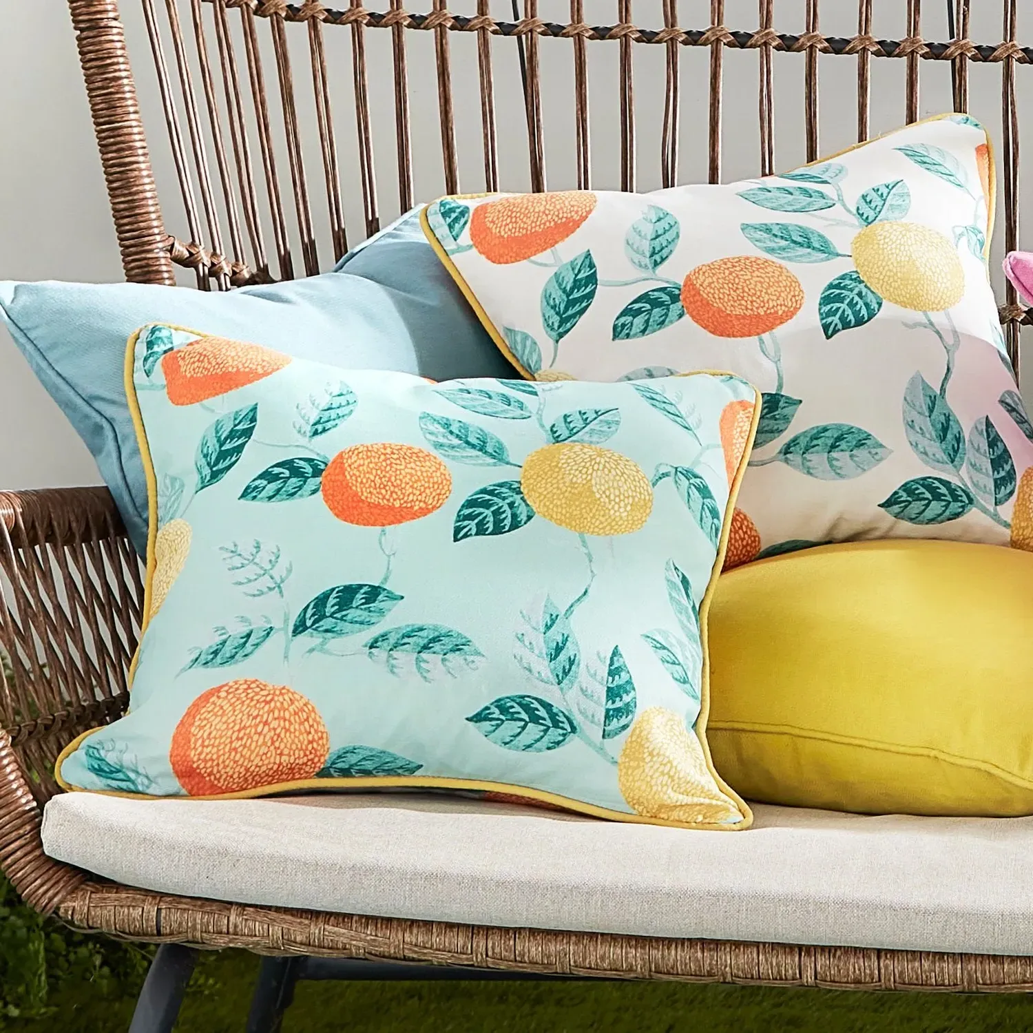 Square Outdoor Cushion Reversible - Green, Cotton