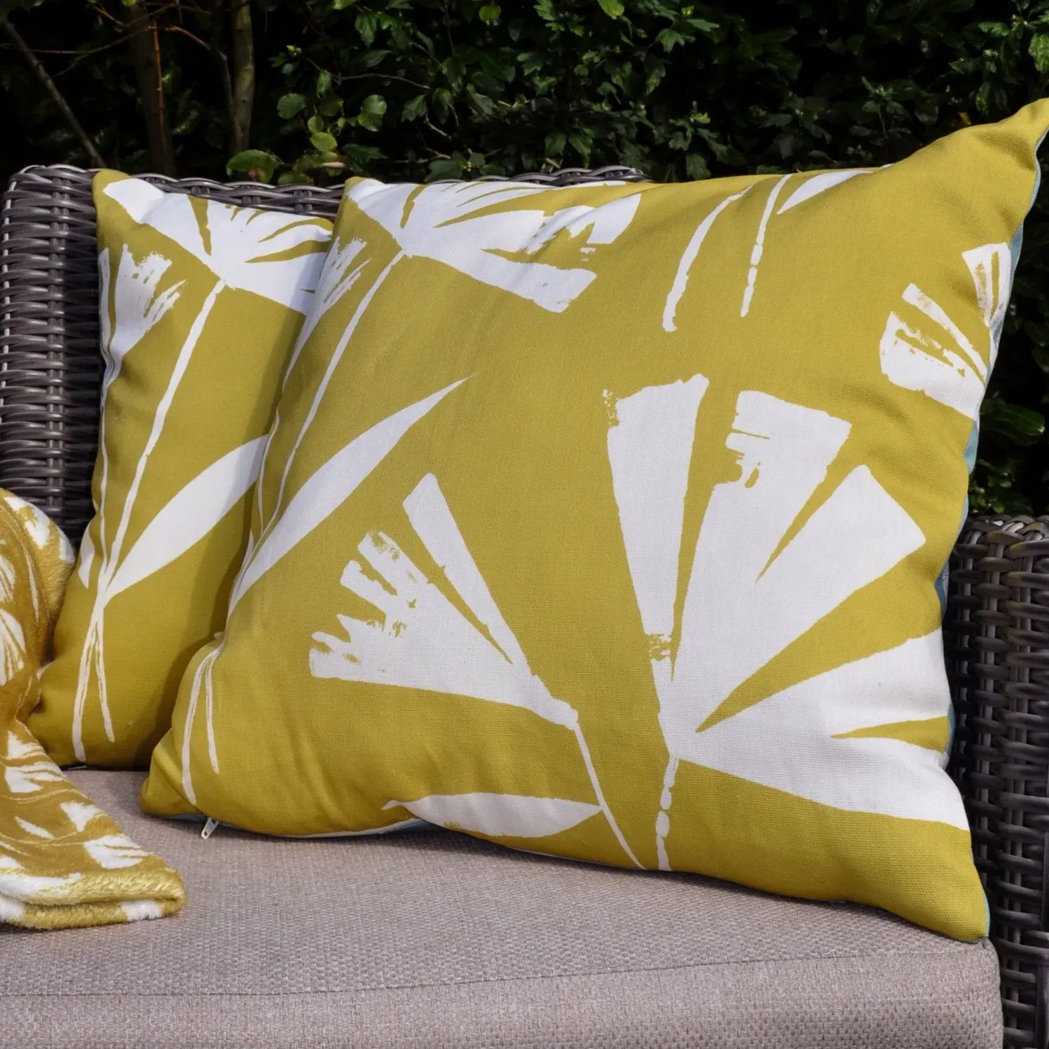 Square Outdoor Cushion Reversible - Green, Cotton