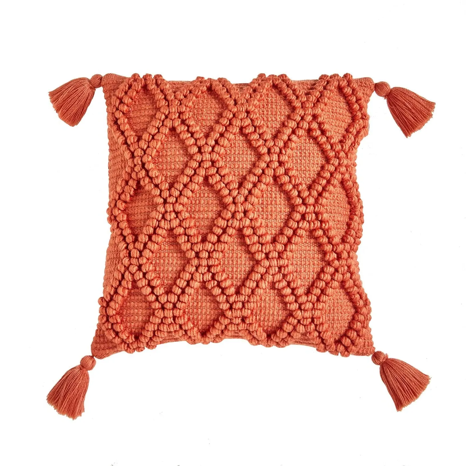 Square Outdoor Cushion with Tassels - Orange