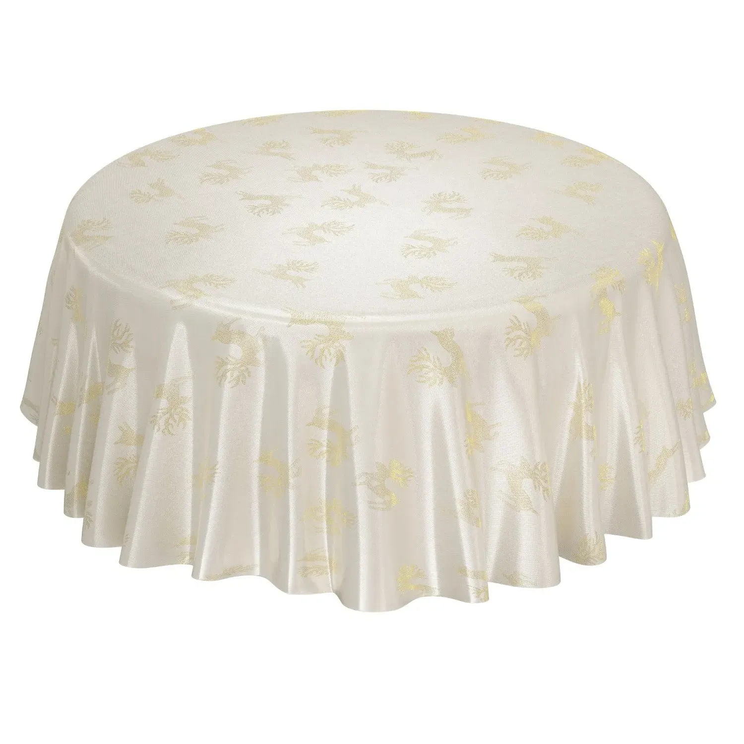 Square Tablecloth with Reindeer Pattern - Gold, Jacquard image