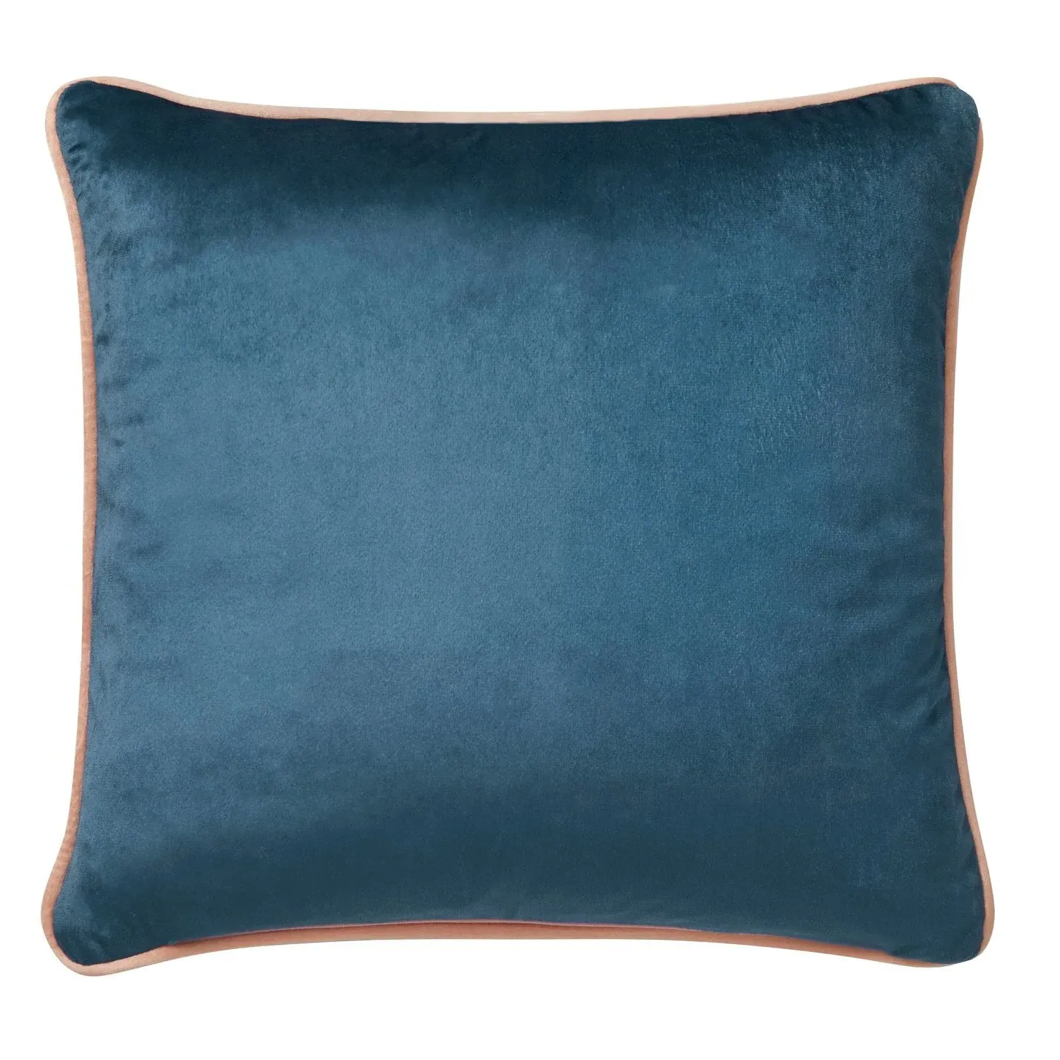 Square Velvet Cushion with Piping - Blue image