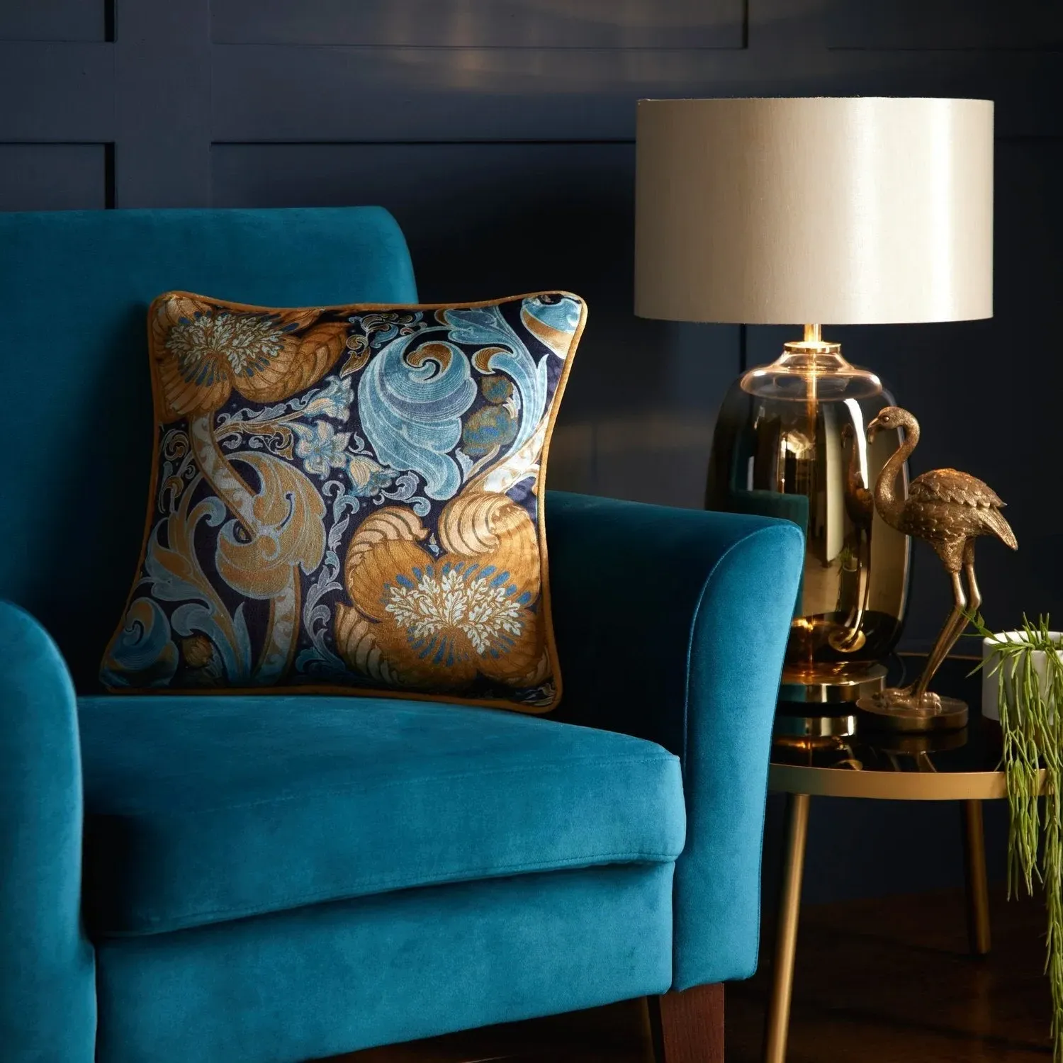 Square Velvet Cushion with Piping - Multi
