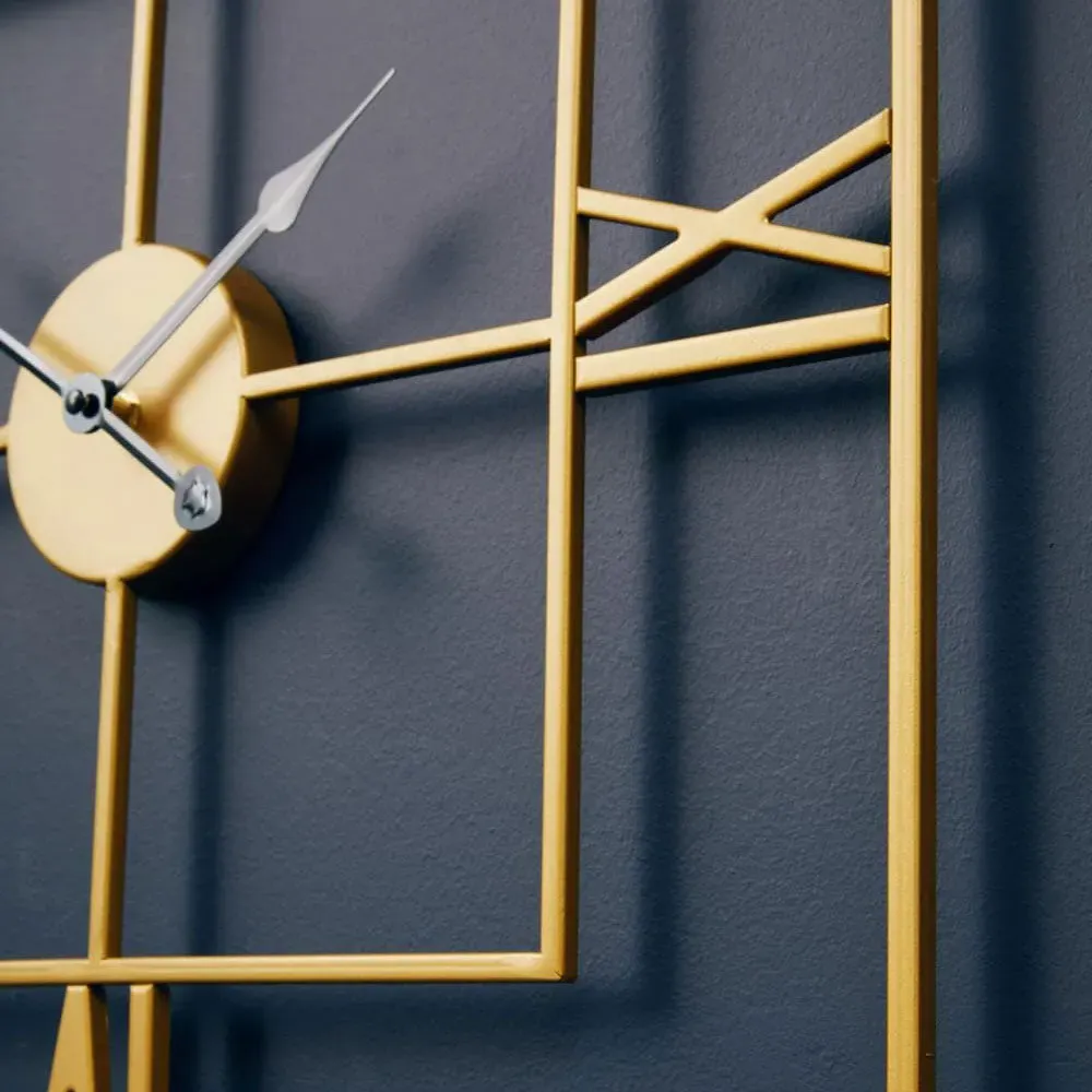 Square Wall Clock with Roman Numerals - Gold image