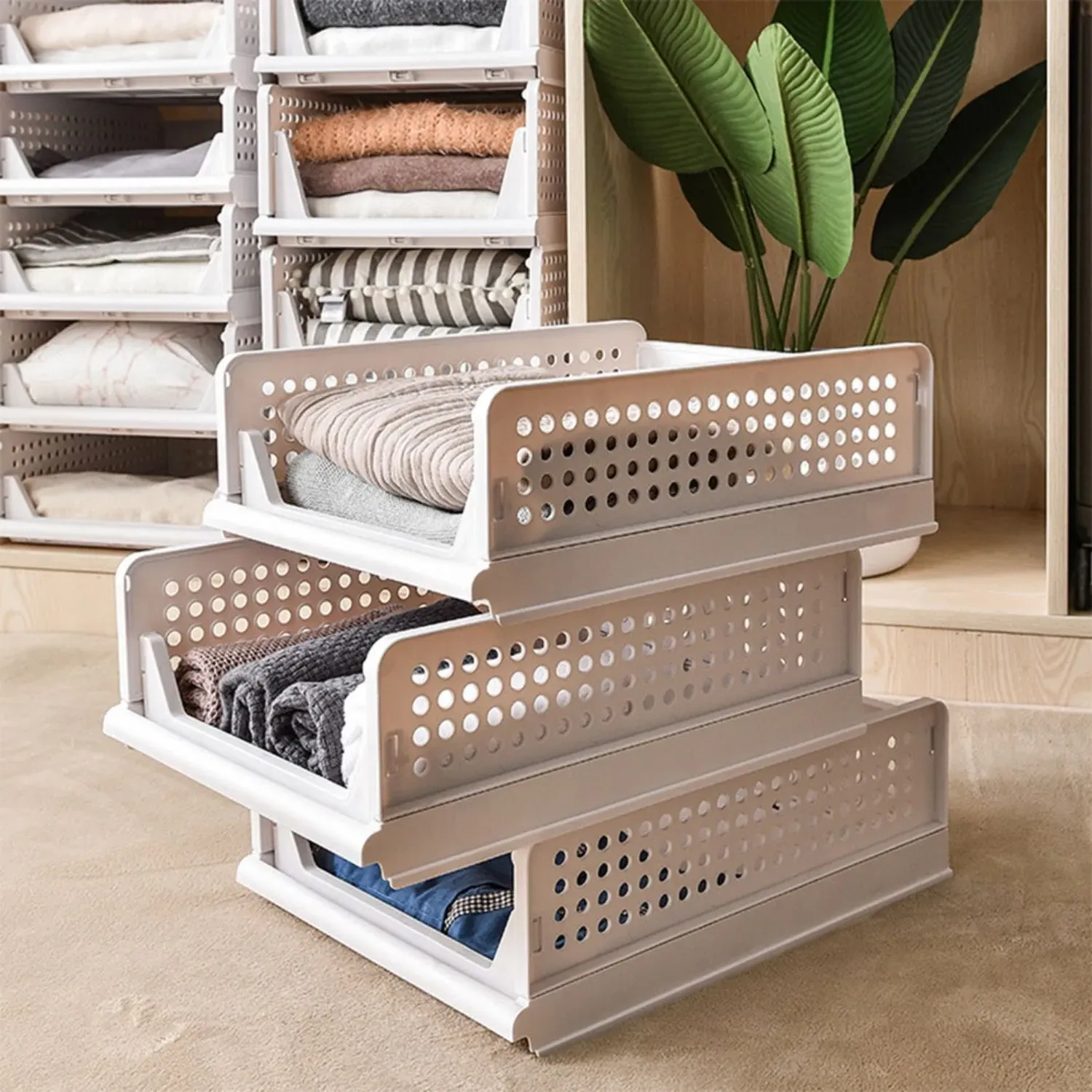 Stackable Wardrobe Storage Organiser - White product
