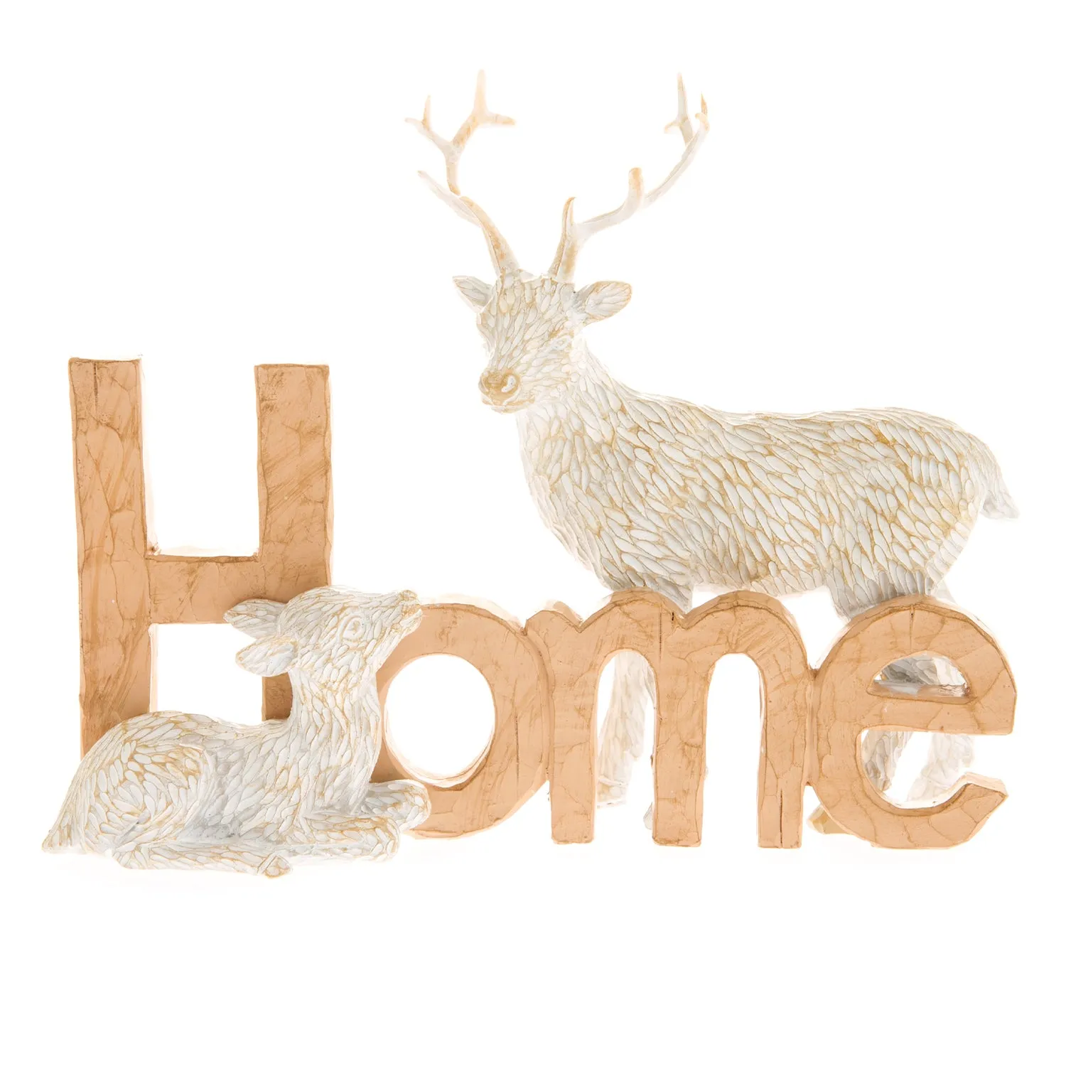 Stag Home Ornament - Brown, Wood Effect Resin