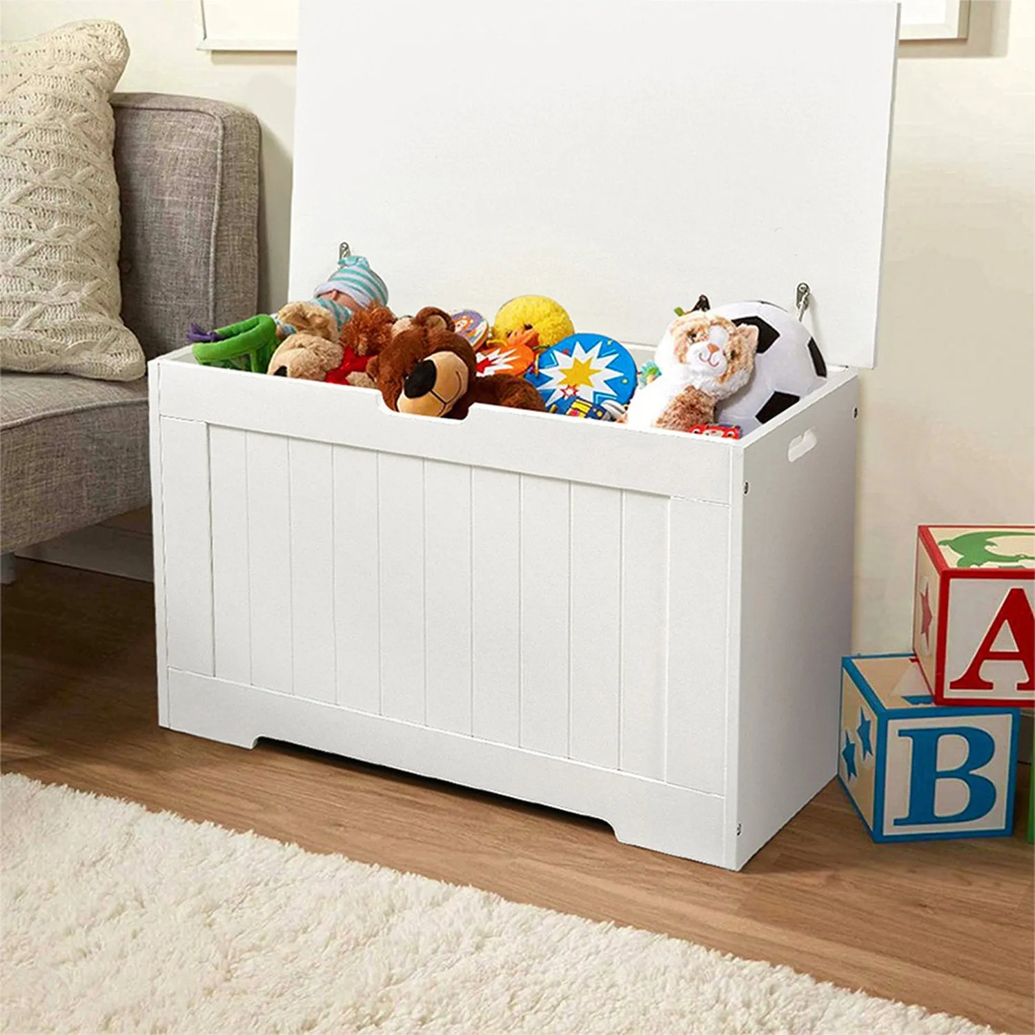 Storage Chest with Flip-Up Lid - White, Wood by Julian Charles, image 2