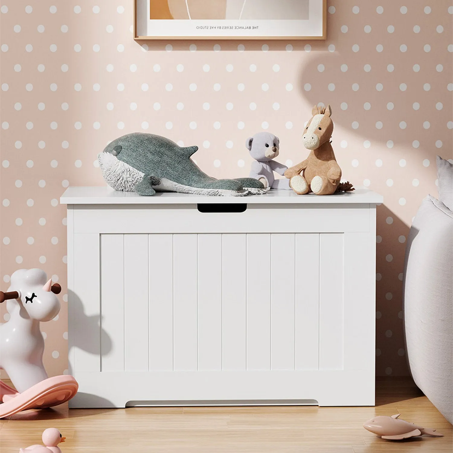 Storage Chest with Flip-Up Lid - White, Wood by Julian Charles