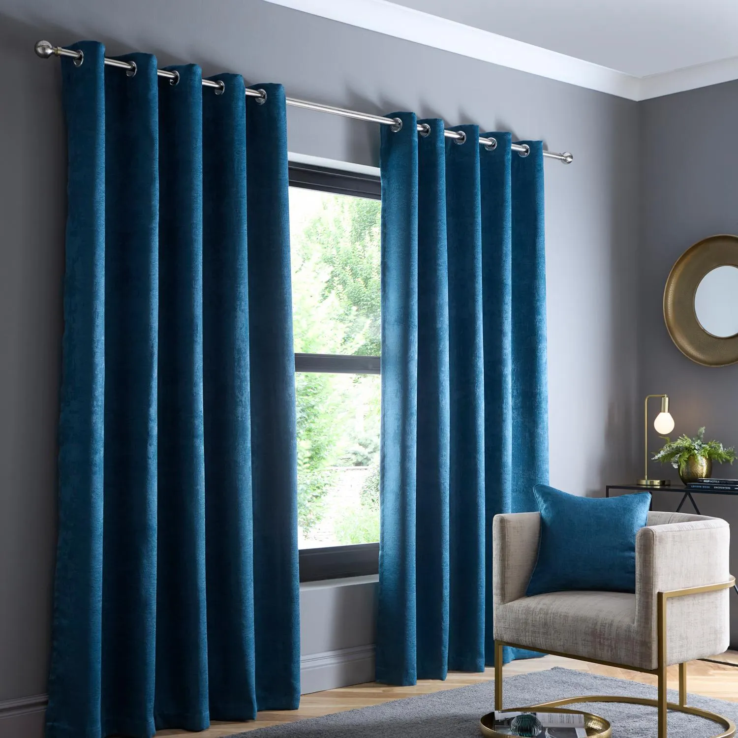 Strata Dim Out Eyelet Curtains - Dark Teal, W117 x L137cm product