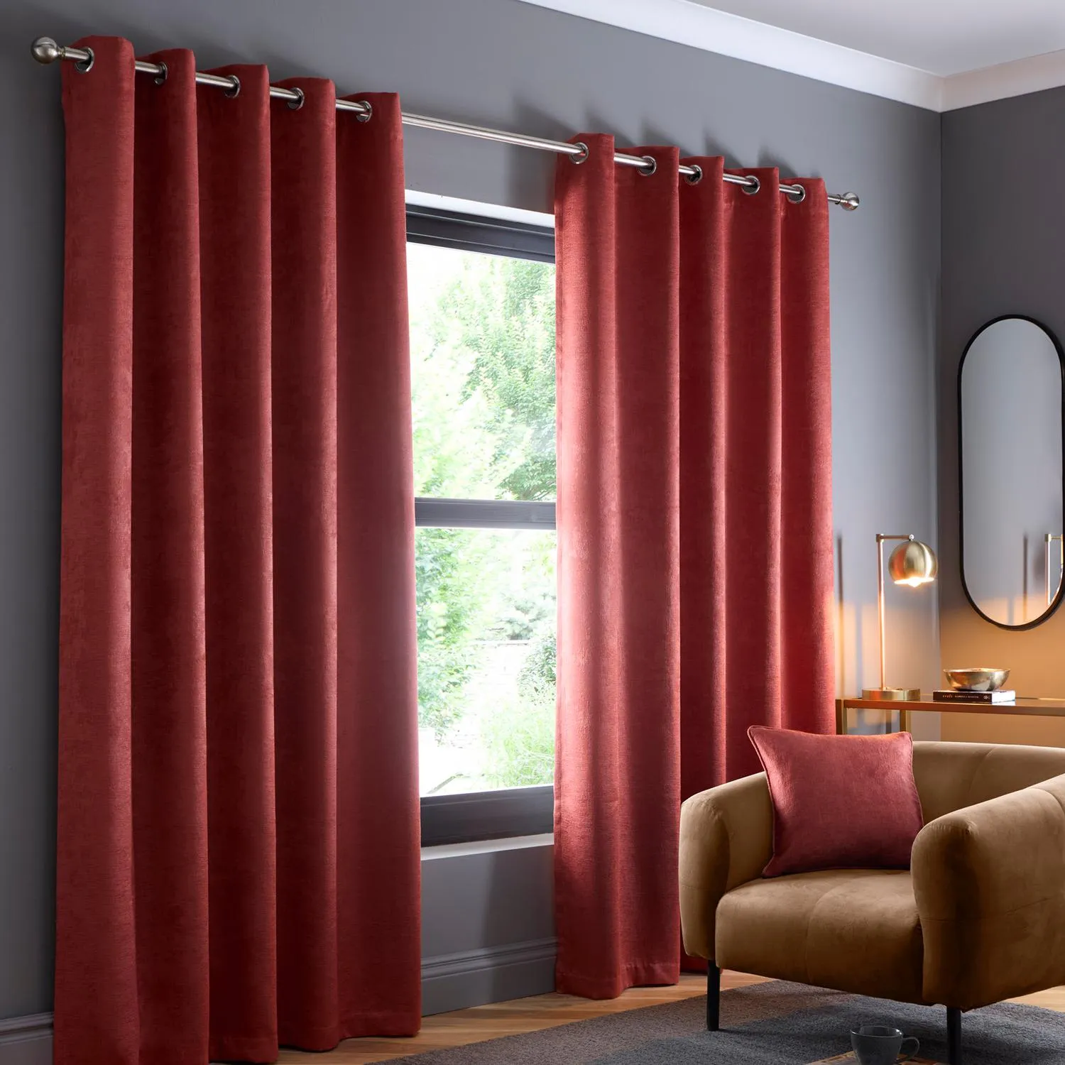 Strata Dim Out Eyelet Curtains - Terracotta product