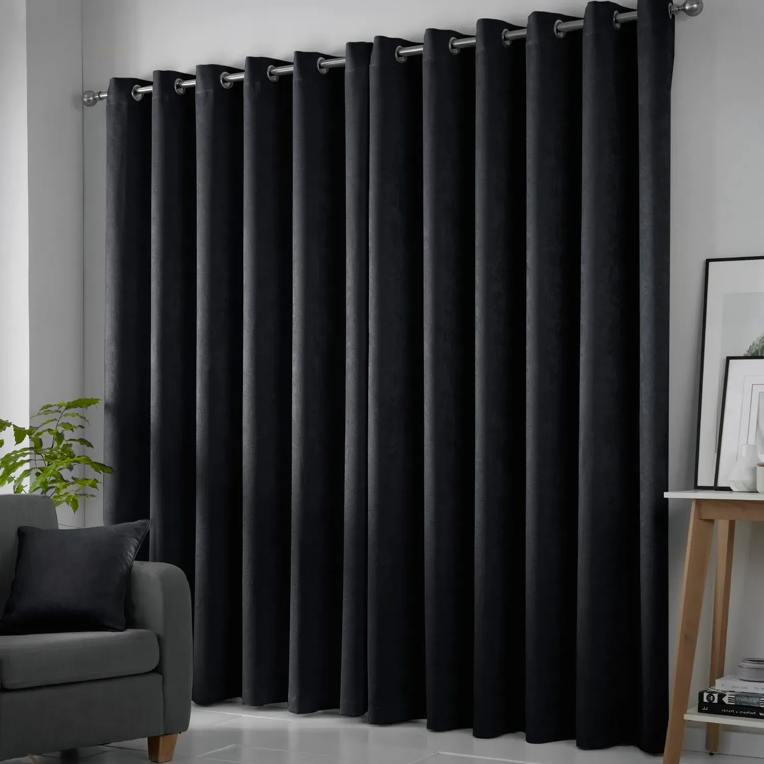 Strata Dim Out Eyelet Curtains W117 x L137cm - Black alternate view