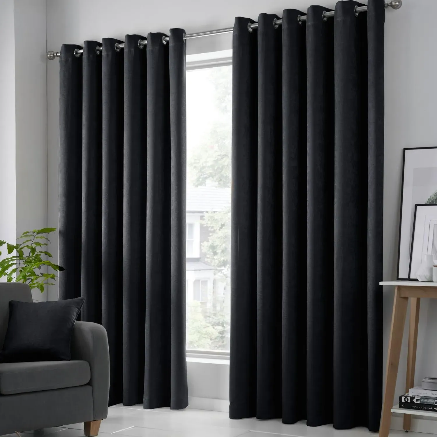 Strata Dim Out Eyelet Curtains W117 x L137cm - Black product