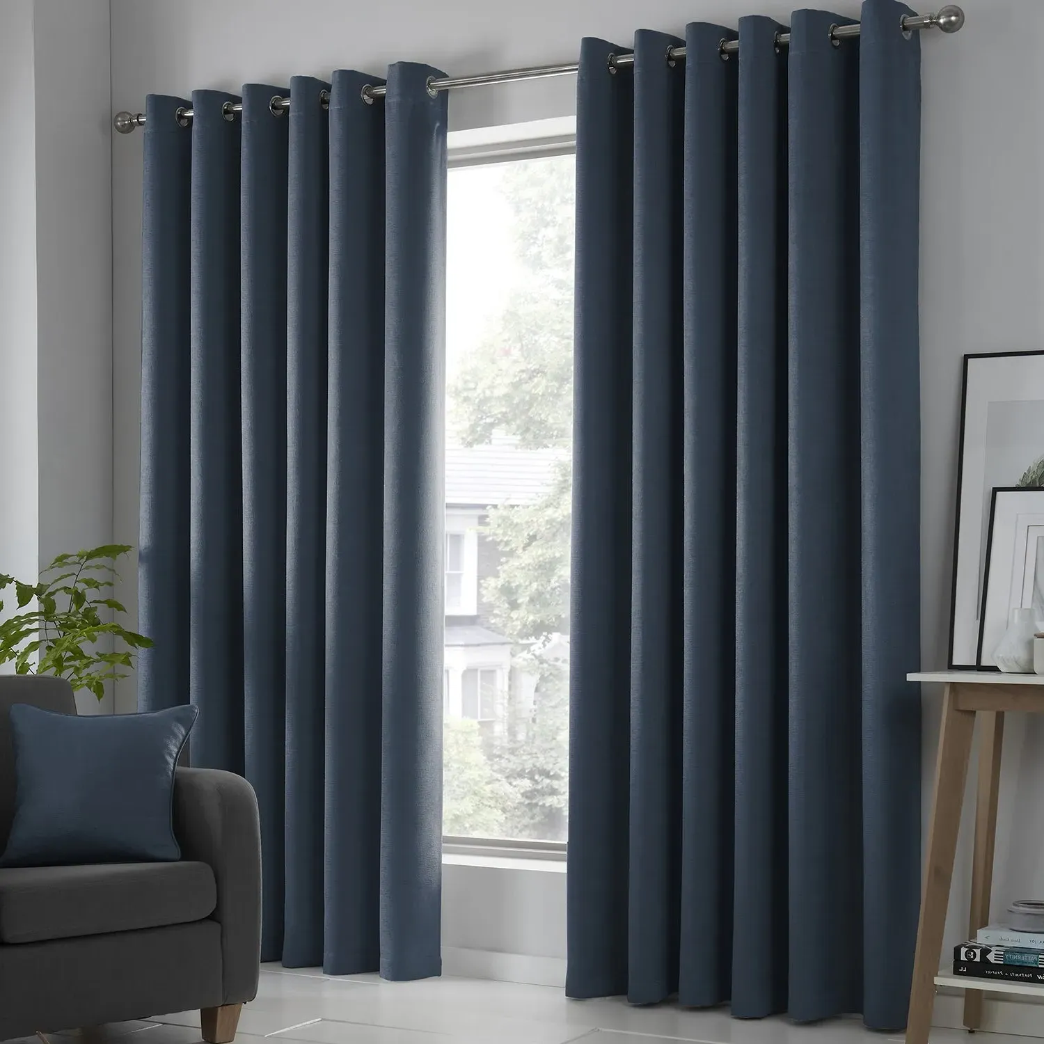 Strata Eyelet Curtains Dim Out - Navy Blue product
