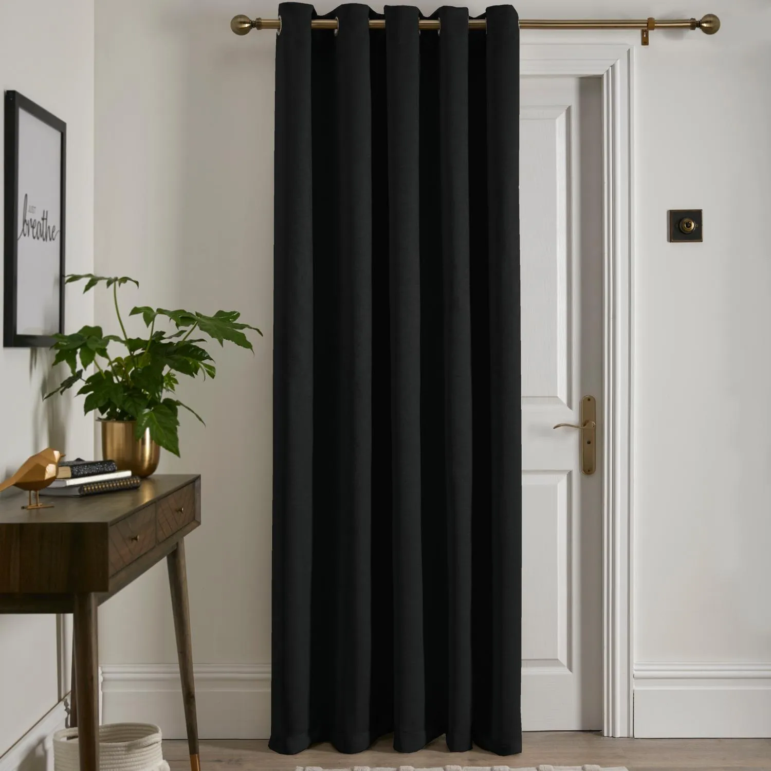 Strata Single Panel Eyelet Door Curtain - Black product