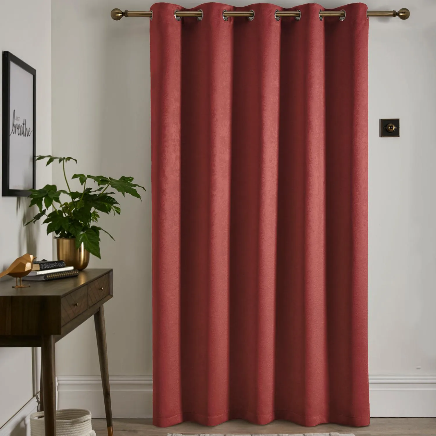 Strata Single Panel Eyelet Door Curtain Dim Out - Red alternate view