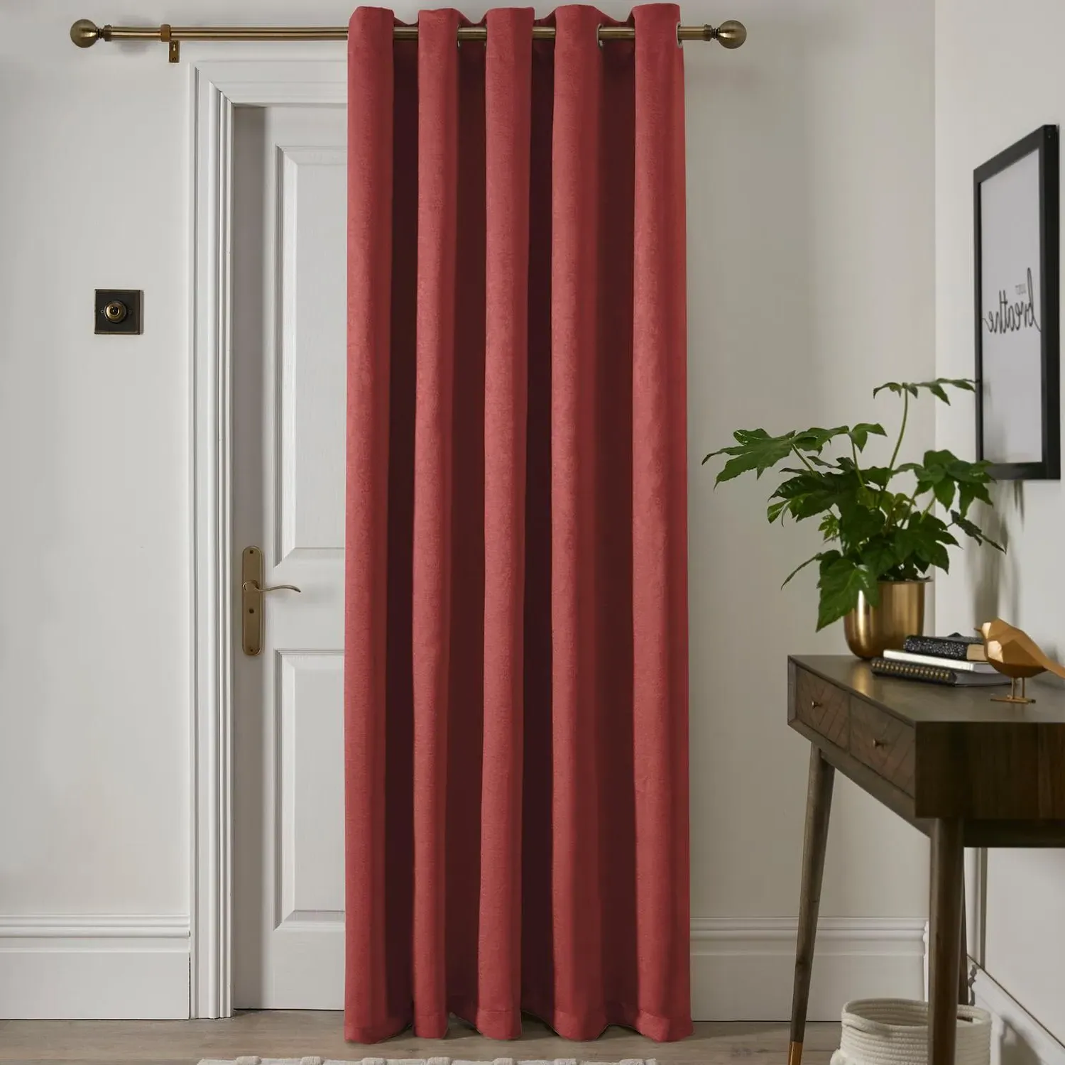 Strata Single Panel Eyelet Door Curtain Dim Out - Red product