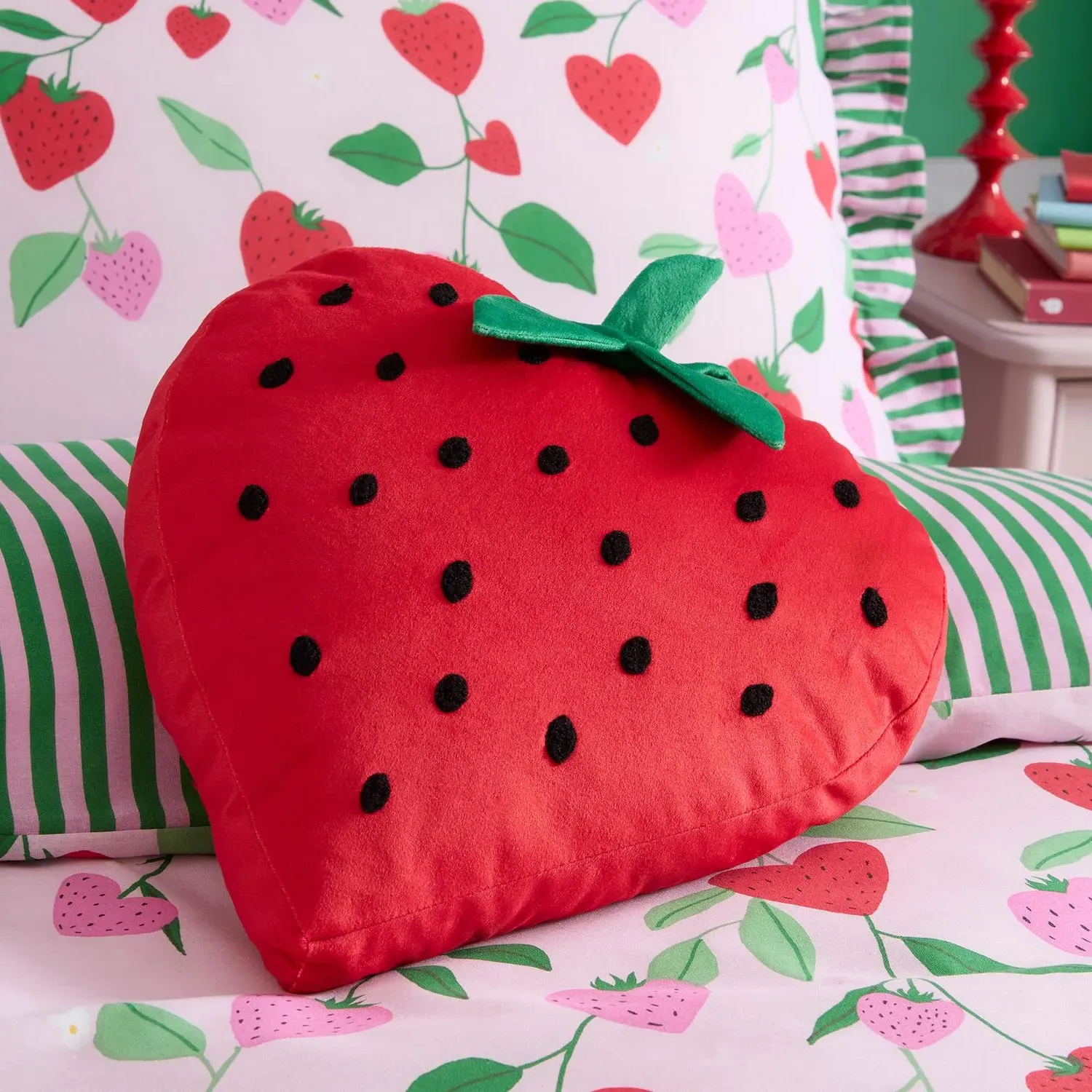 Strawberry Shaped Cushion - Red, Velvet product
