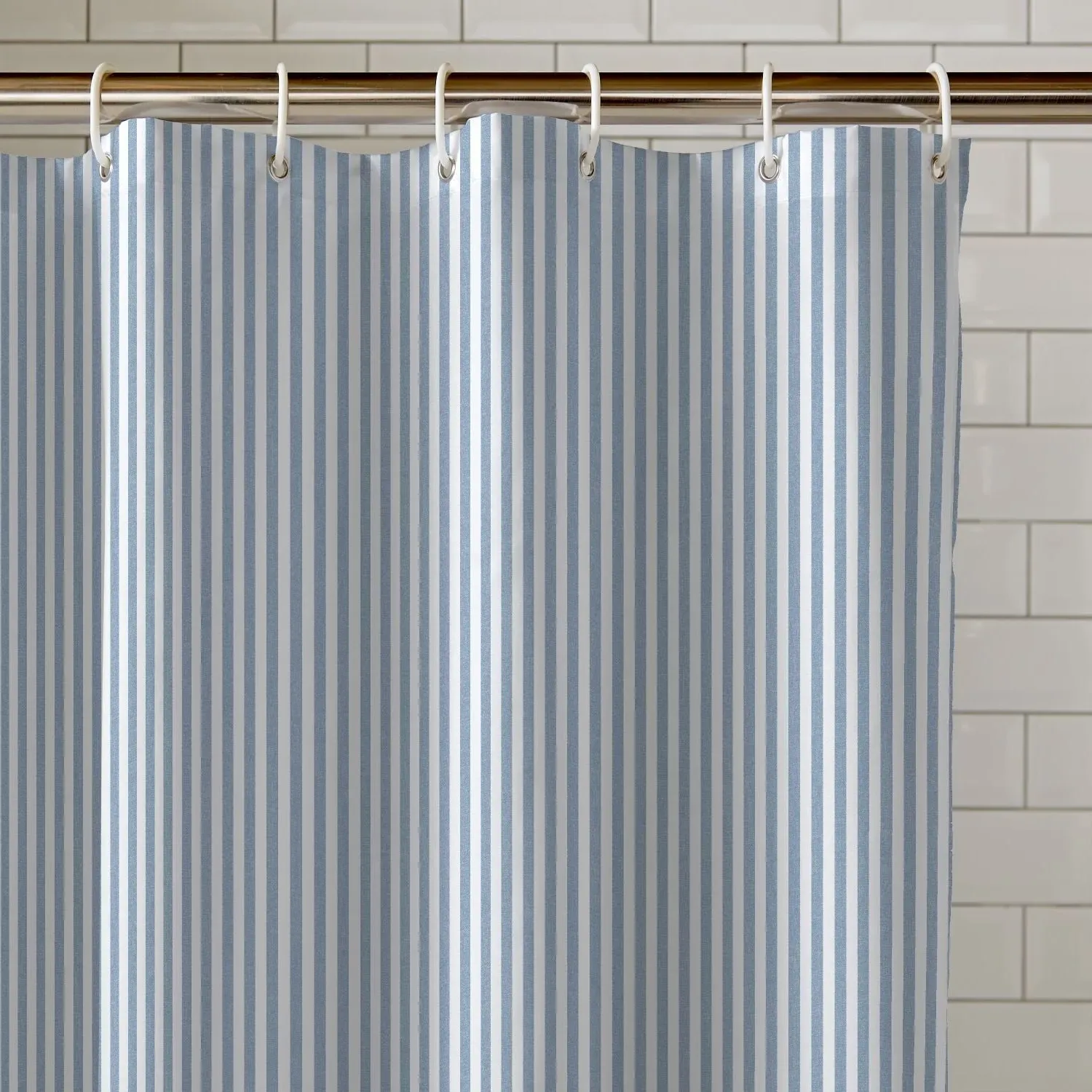 Striped Shower Curtain with Eyelets - Blue image