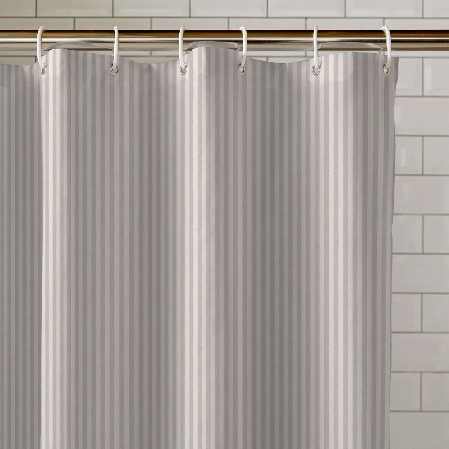 Striped Shower Curtain with Eyelets - Natural