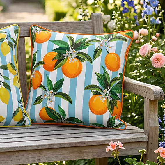 Summer Oranges Canvas Outdoor Cushion - Orange by Julian Charles, alternate view