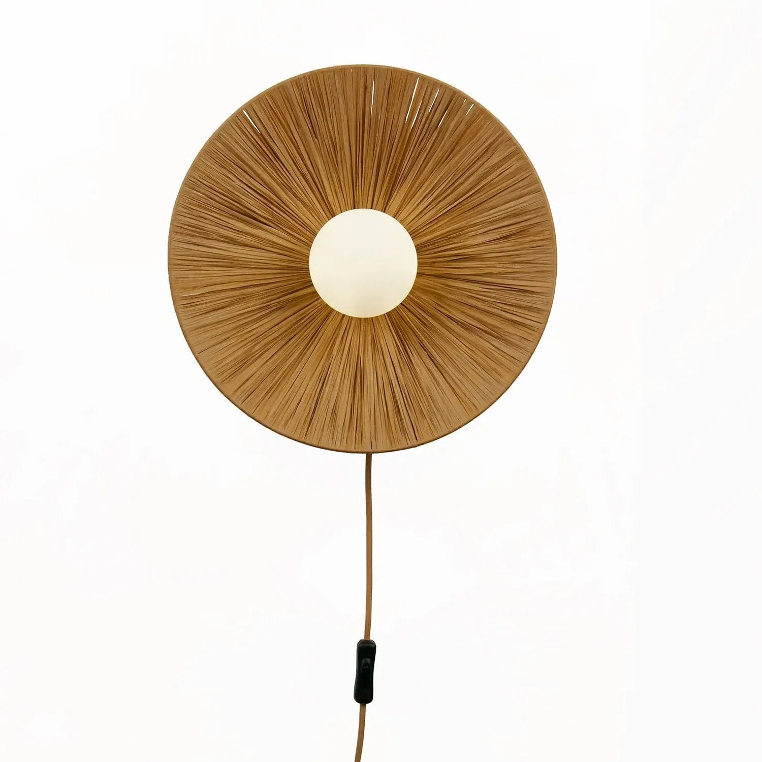 Sunburst Wall Light - Brown, Raffia