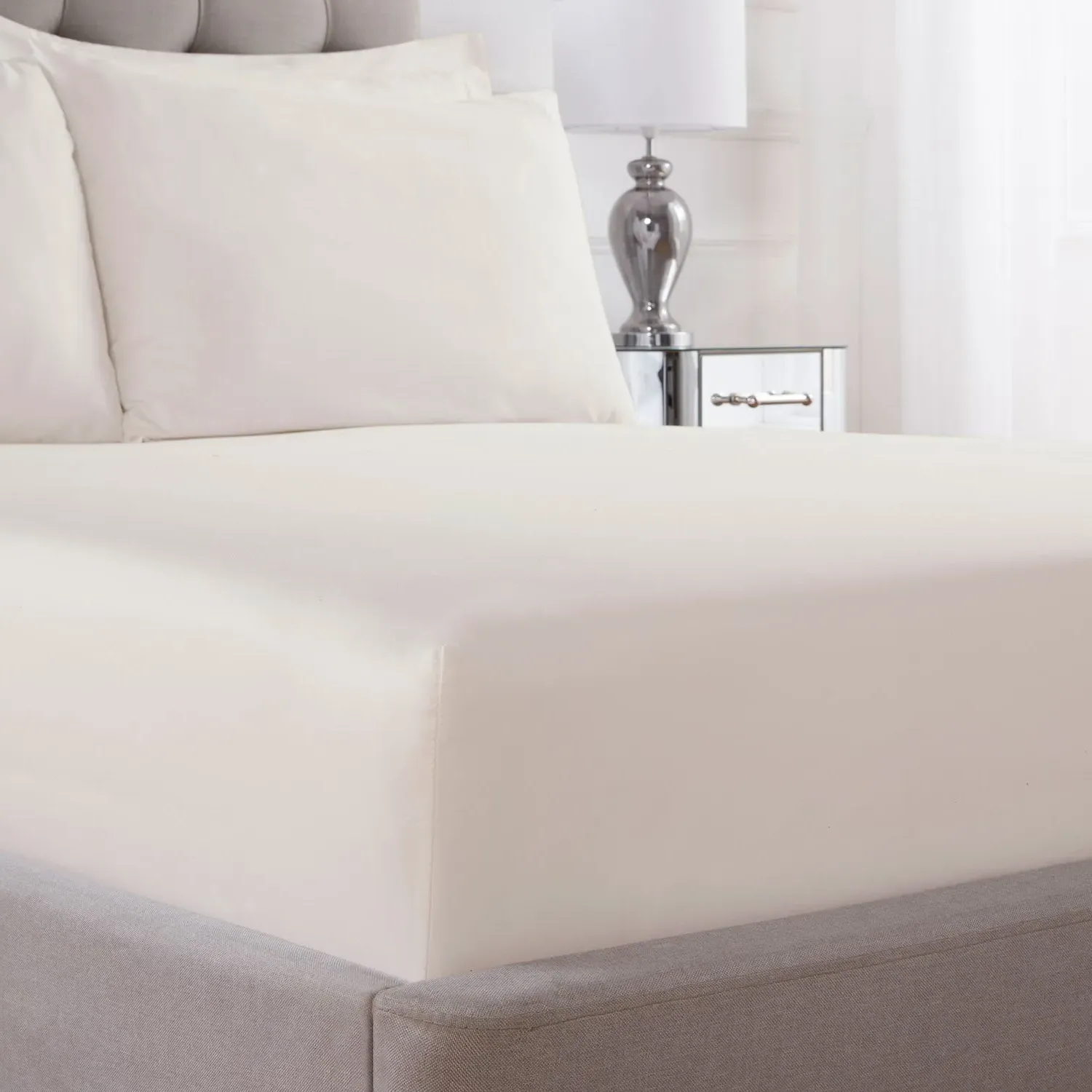 Super King Deep Fitted Sheet 400TC - Ivory, Cotton
