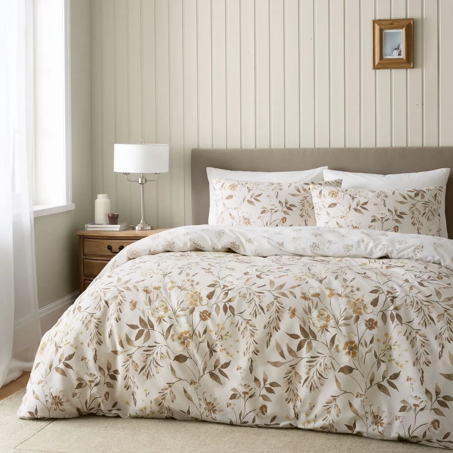 Super King Duvet Set Reversible - Natural, Cotton