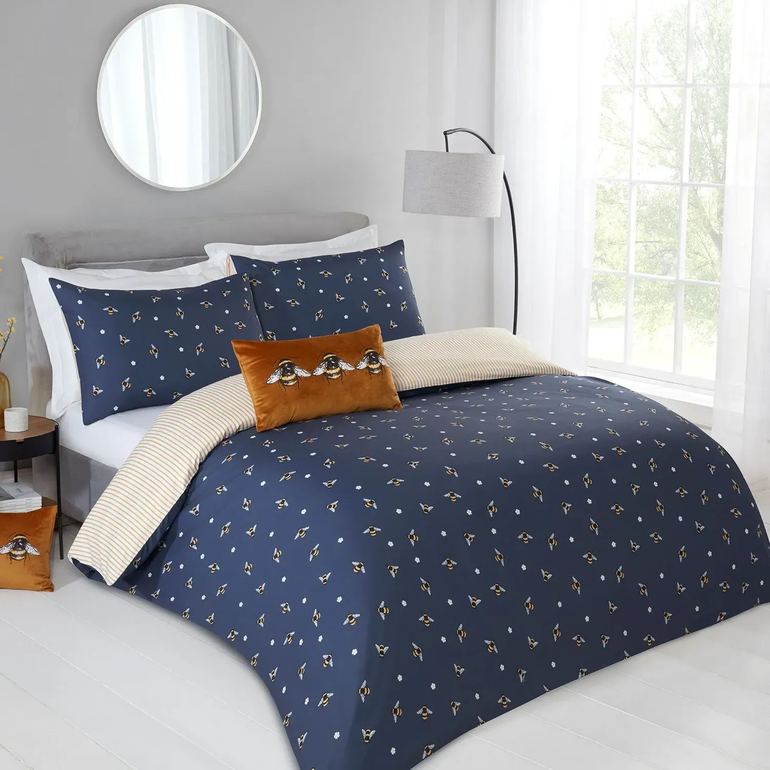 Super King Duvet Set Reversible - Navy, Soft
