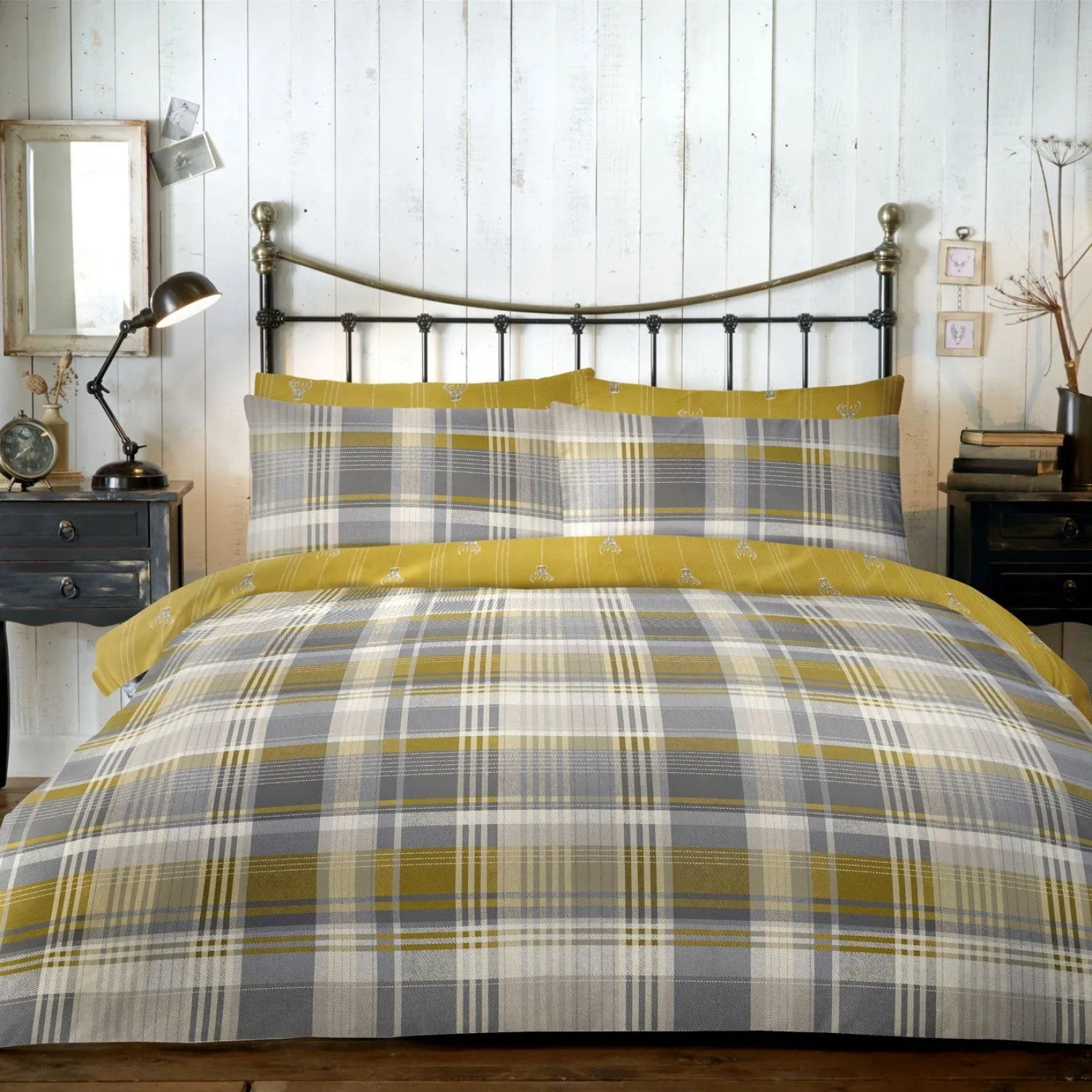 Super King Duvet Set Reversible - Ochre, Cotton